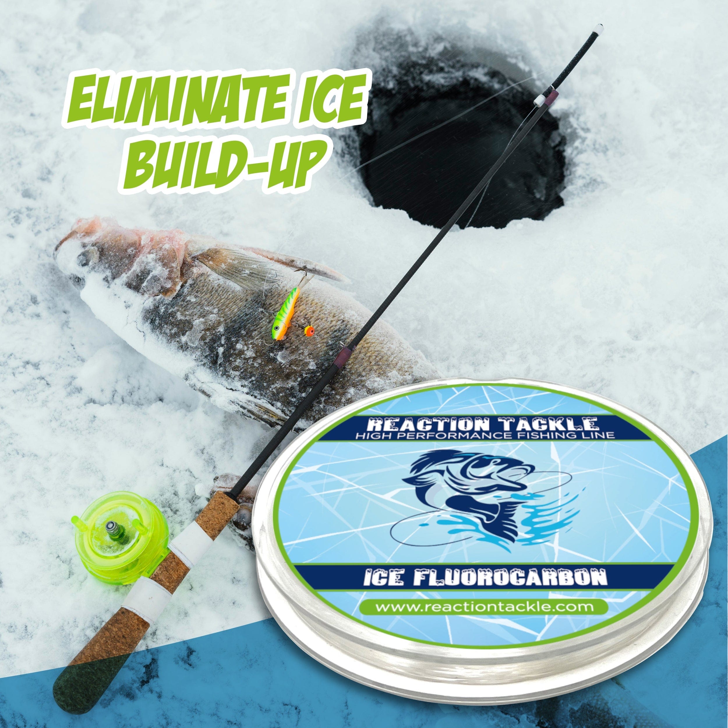 Reaction Tackle Flurocarbon Reaction Tackle Ice Fluorocarbon Fishing Line or Leader