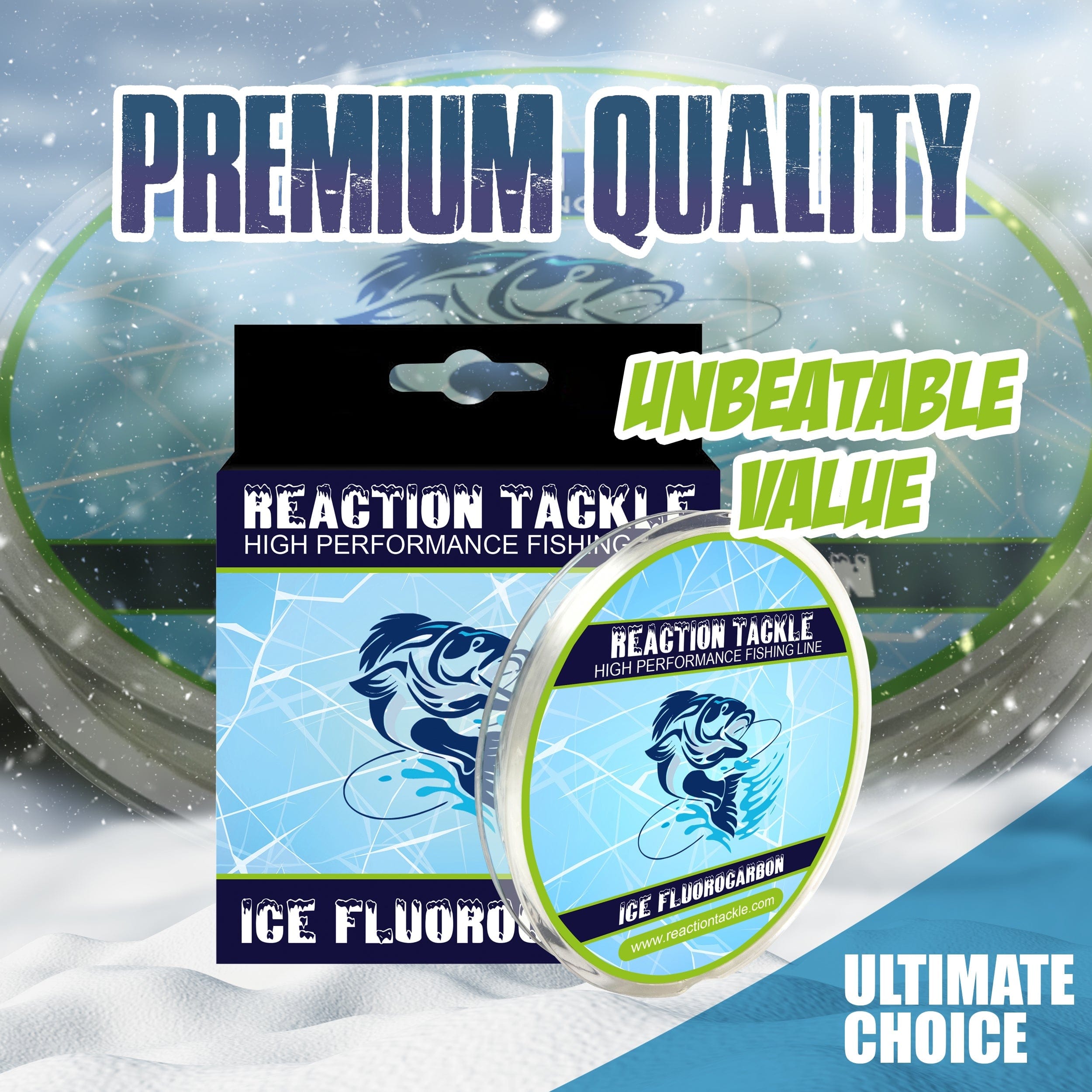 Reaction Tackle Flurocarbon Reaction Tackle Ice Fluorocarbon Fishing Line or Leader