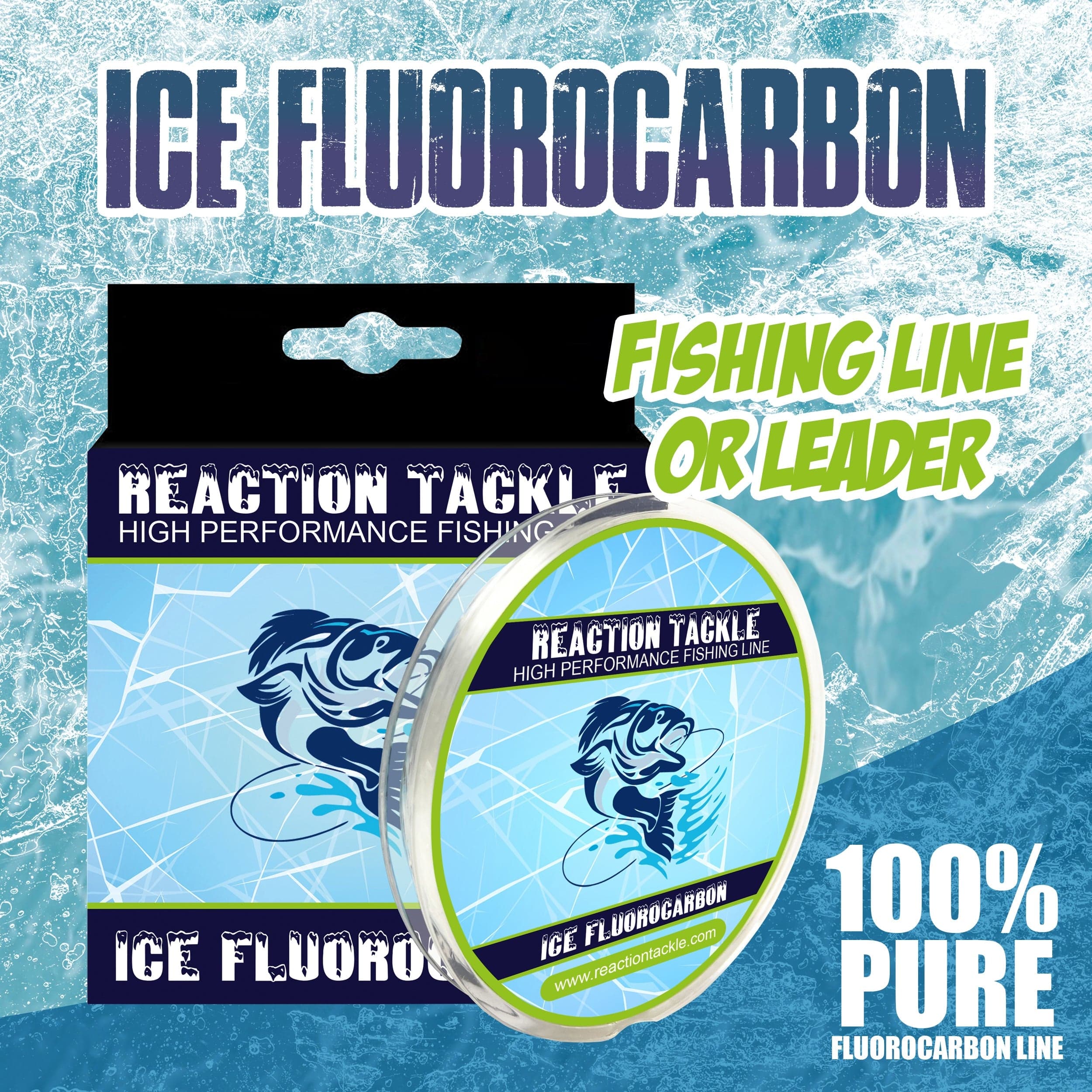 Reaction Tackle Flurocarbon Reaction Tackle Ice Fluorocarbon Fishing Line or Leader