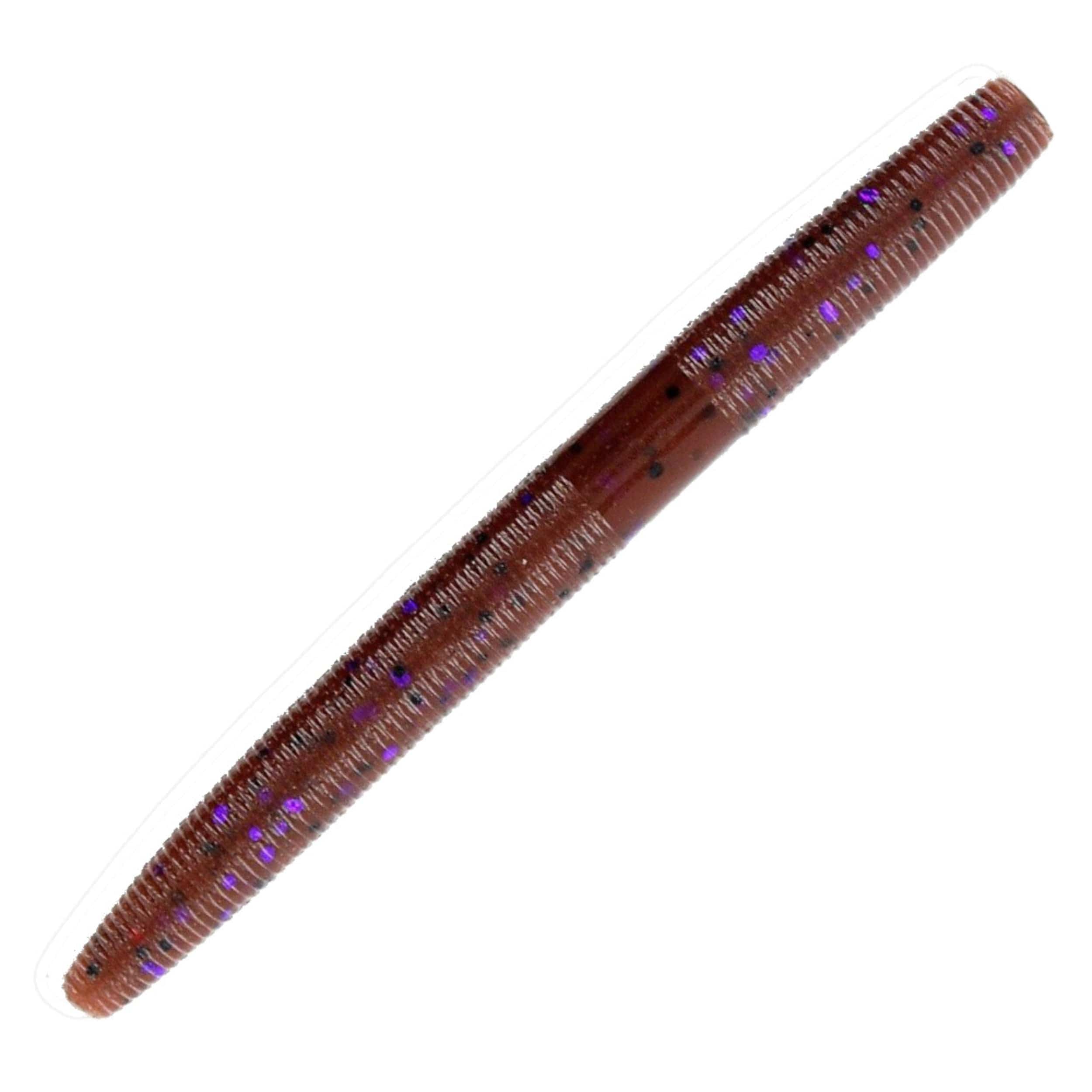 Reaction Tackle Soft Plastic Baits Cinnamon Purple Flake Reaction Tackle Soft Plastic Wacky Worms 5.5in - 24 Pack