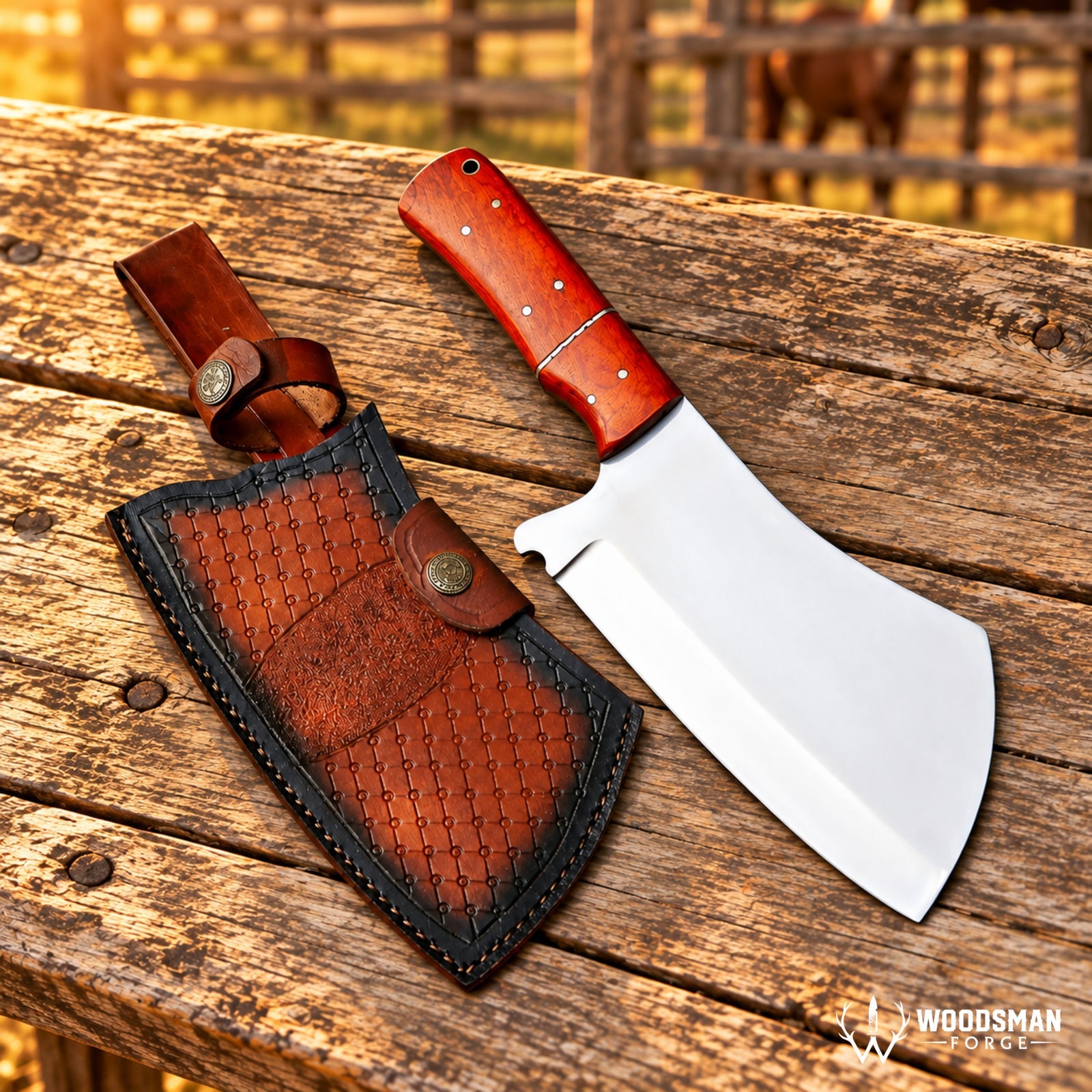 Silvercrest Timberline J2 Steel Mirror Polish Cleaver – Wood Handle