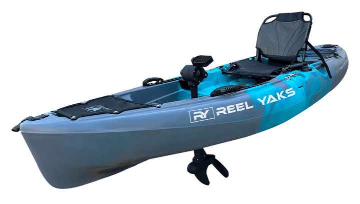 ReelYaks Kayaks Cyan Gray / in 1 -2 weeks 9.5ft Raptor Modular Propeller Drive Pedal Fishing Kayak | 380lbs Capacity | 2 Piece