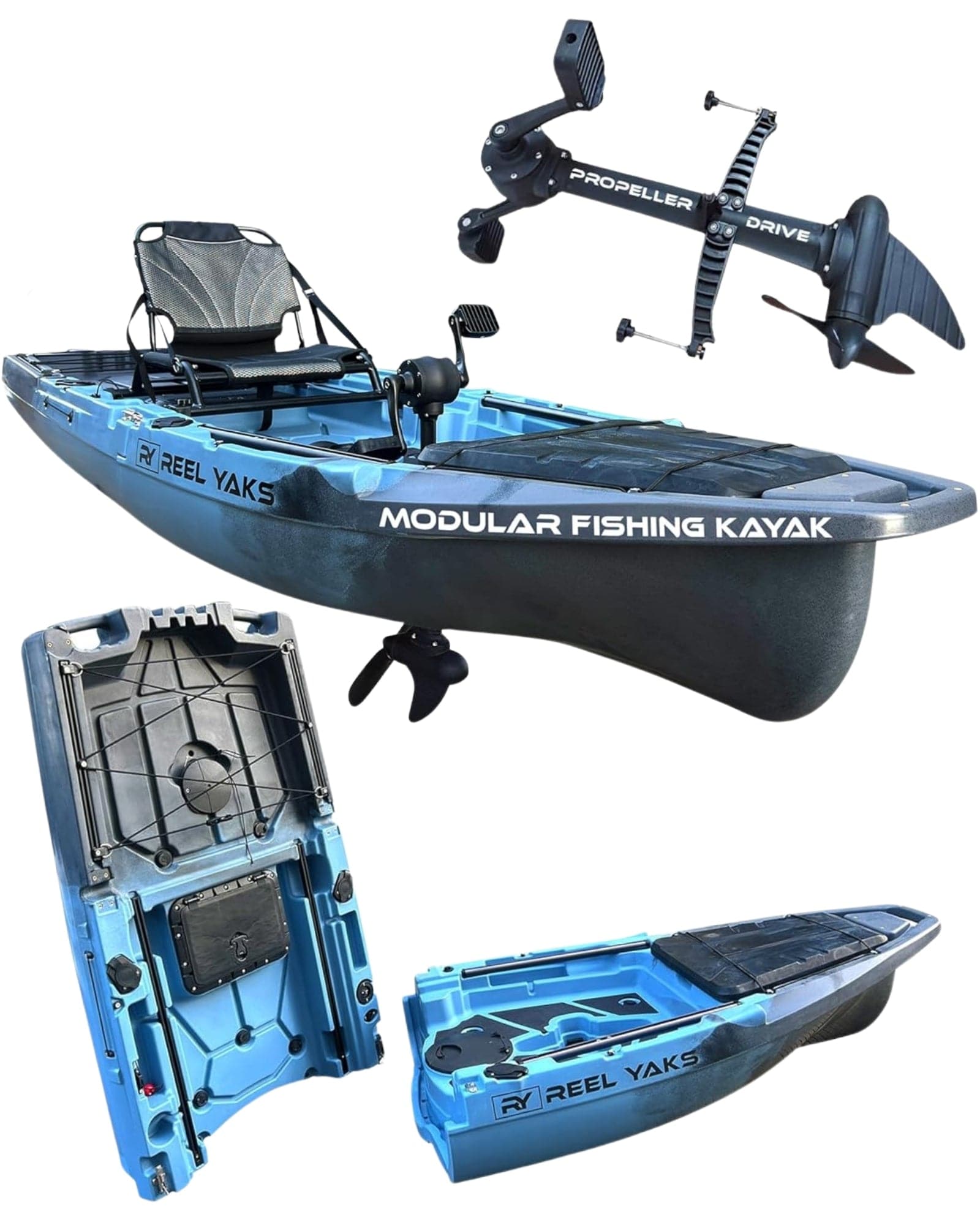 ReelYaks Kayaks Recon 10ft Propeller Drive Modular Fishing Kayak