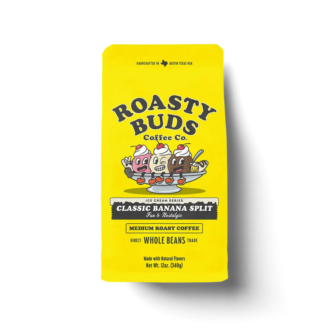 Roasty Buds Coffee Banana Split Whole Bean Wholesale Coffee: Whole & Ground 5lb