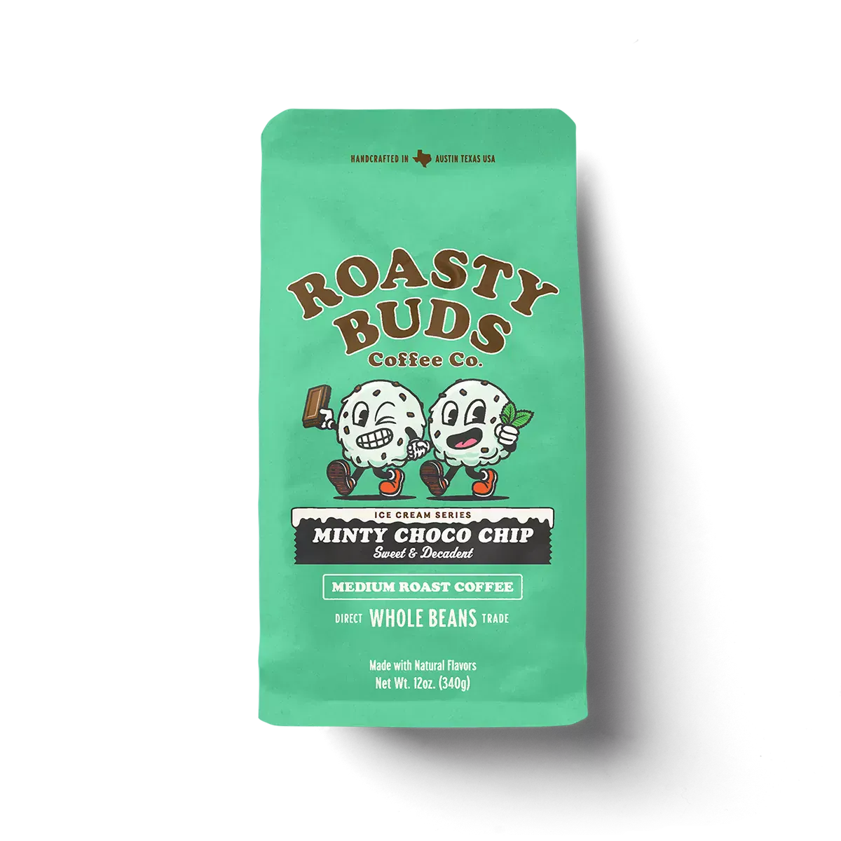 Roasty Buds Coffee Minty Choco Chip Whole Bean Wholesale Coffee: Whole & Ground 5lb