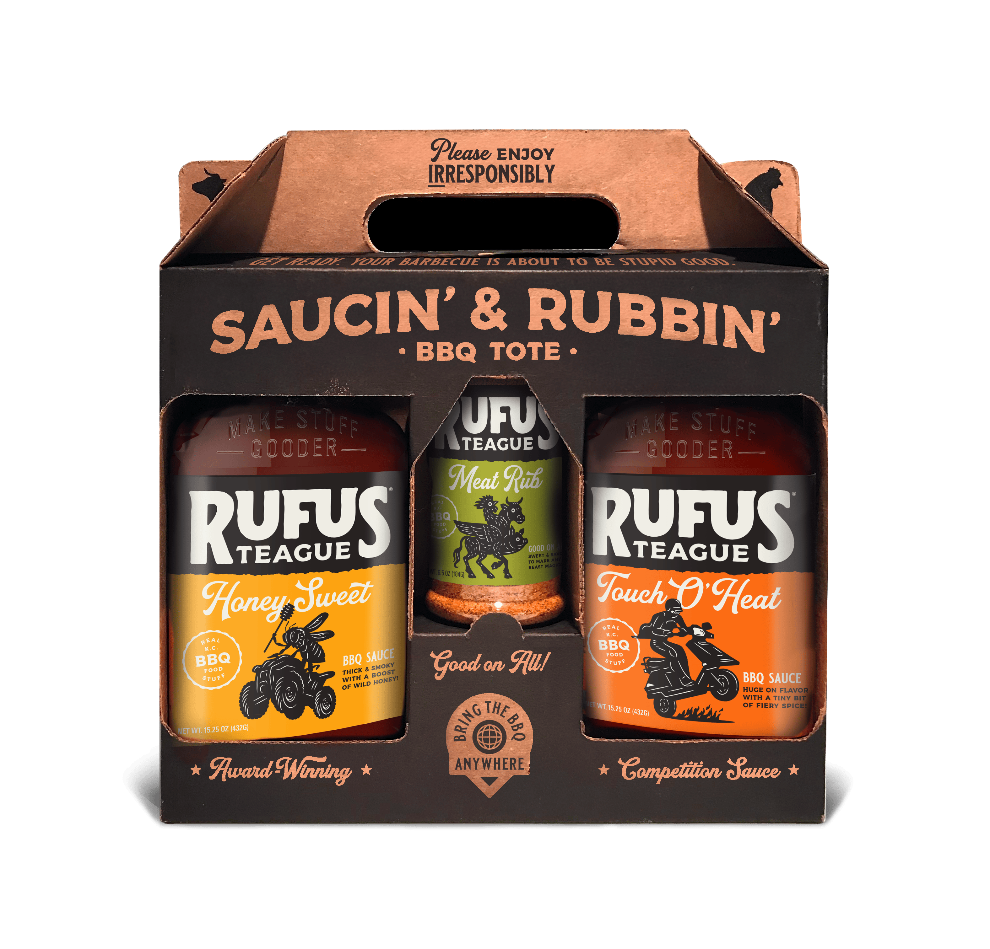 Rufus Teague BBQ Sauce 3 PACK GIFT TOTE