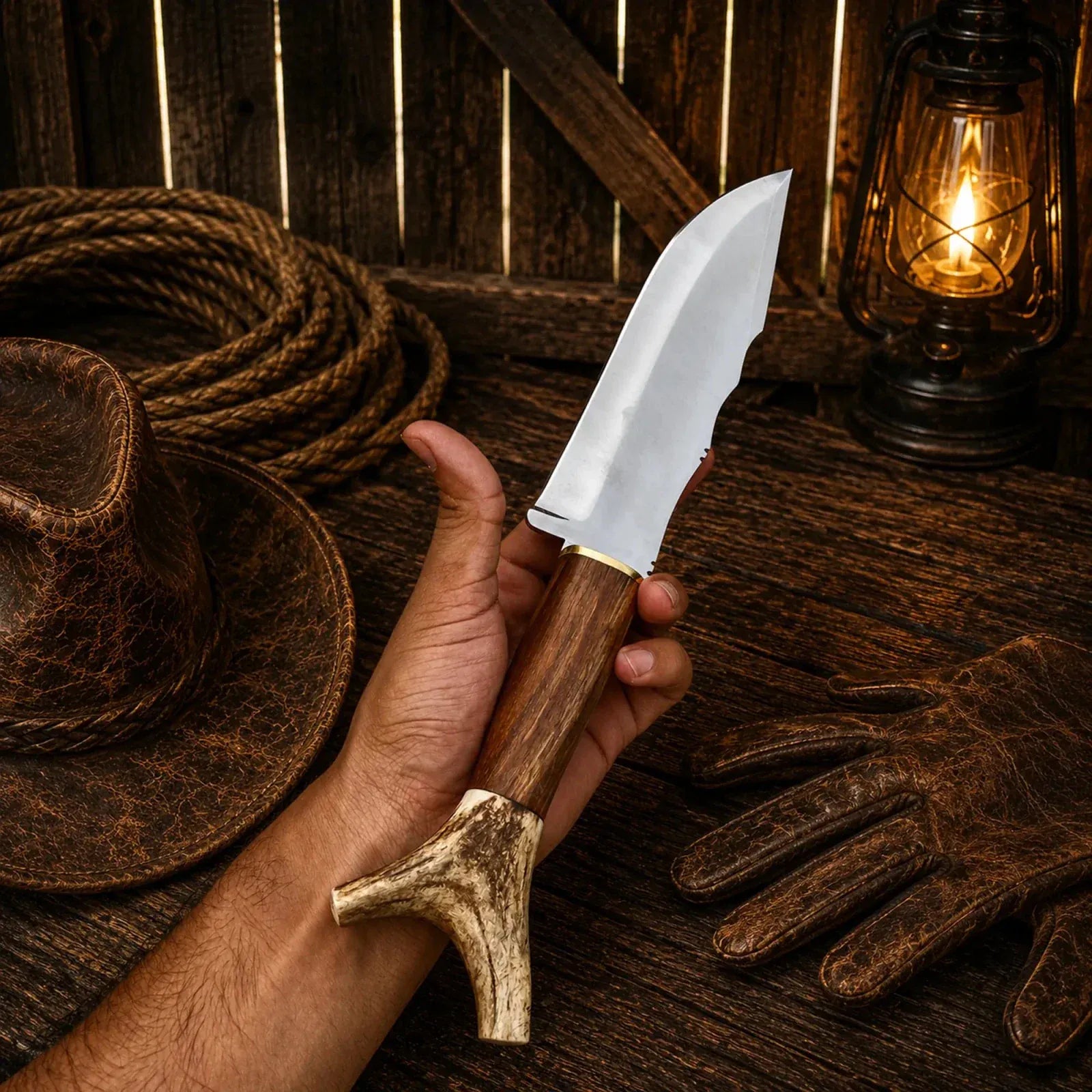 SHAM KNIVES Bowie knife Bowie Knife Handmade | Frontier Inspired Antler Handle