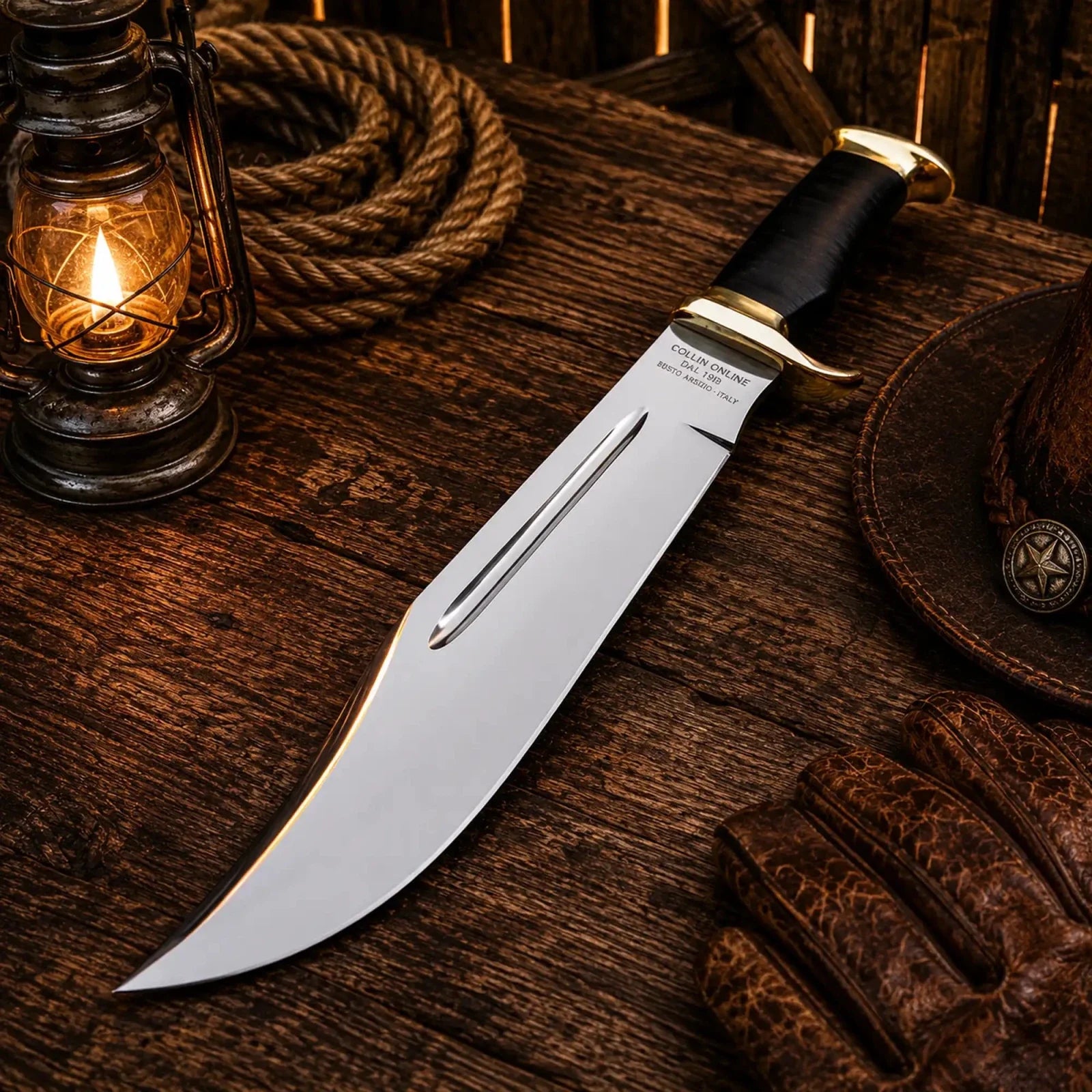 SHAM KNIVES Bowie knife Crocodile Dundee Movie Knife 440C Steel Black Micarta