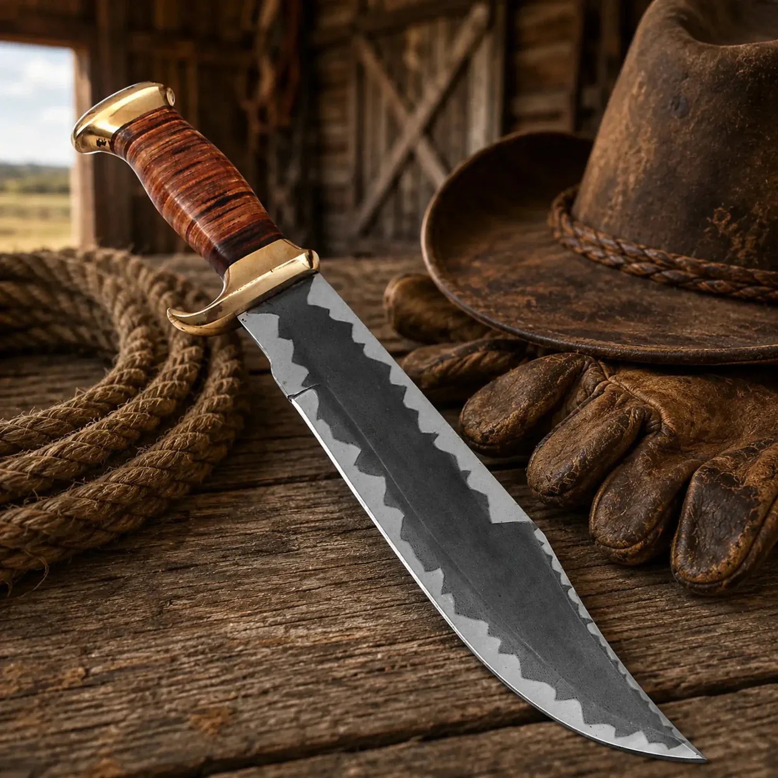 SHAM KNIVES Bowie knife Dundee Style Bowie Knife – 440C Steel Acid Etched Blade