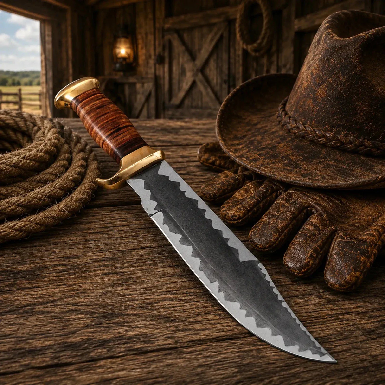 SHAM KNIVES Bowie knife Dundee Style Bowie Knife – 440C Steel Acid Etched Blade
