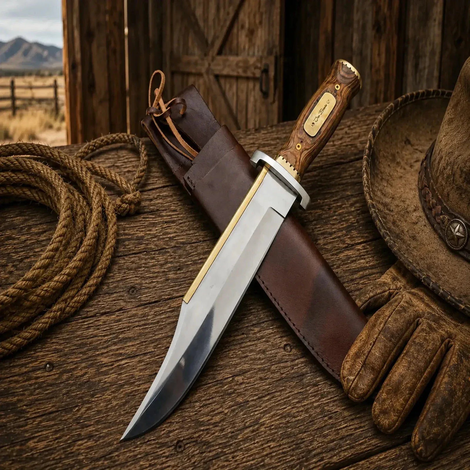 SHAM KNIVES Bowie knife Iron Mistress Bowie Knife – D2 Steel Blade Wood Handle