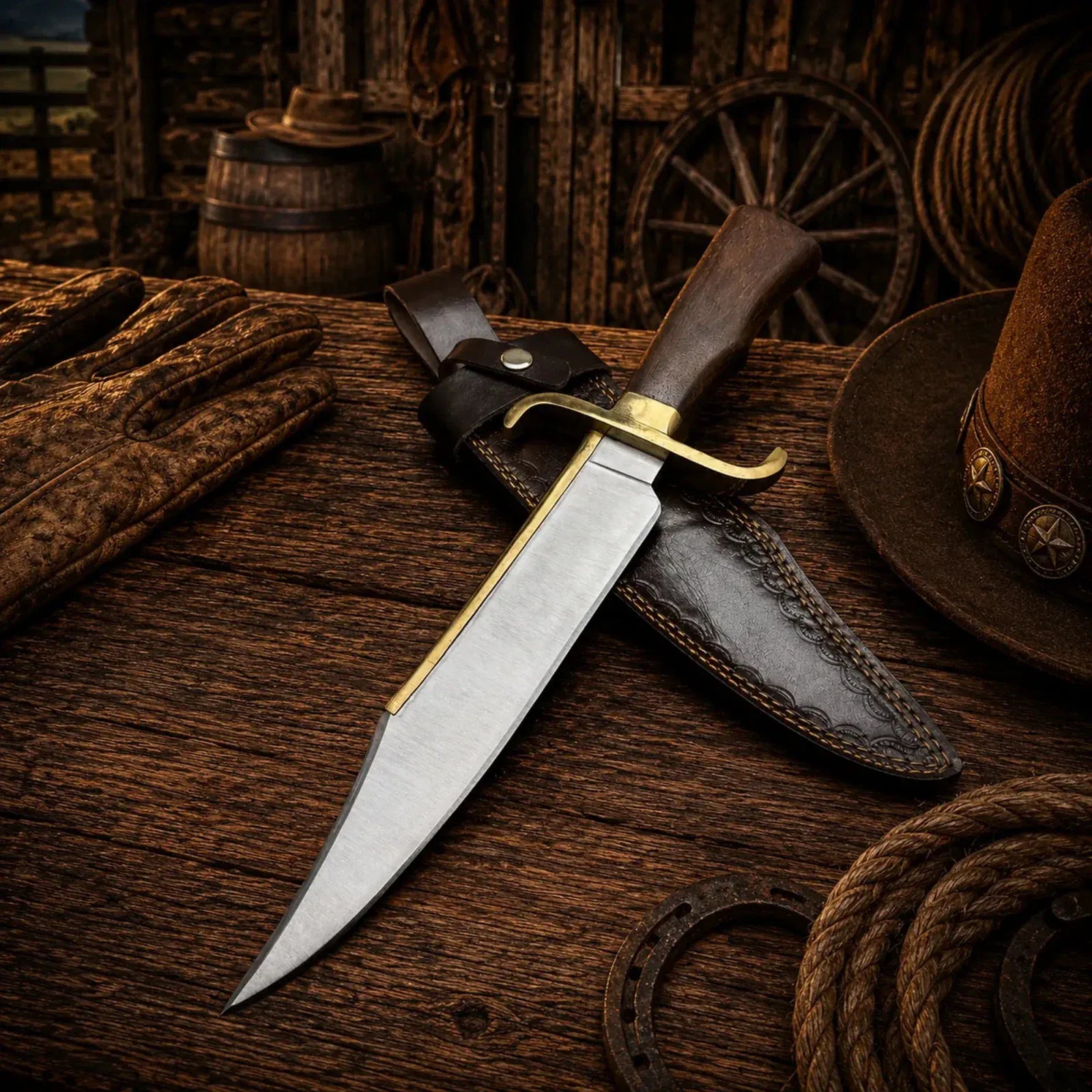 SHAM KNIVES Bowie knife Notorious Musso Bowie Knife – D2 Steel Rose Wood Handle