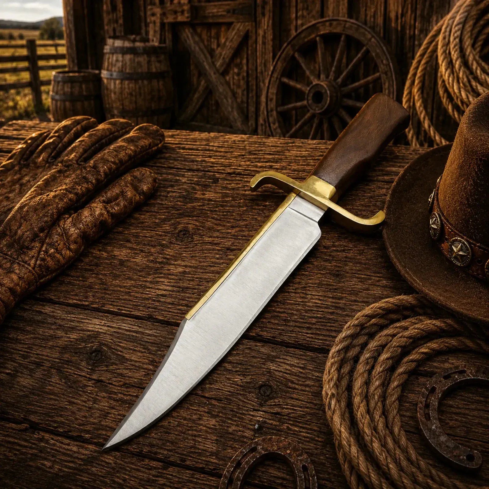 SHAM KNIVES Bowie knife Notorious Musso Bowie Knife – D2 Steel Rose Wood Handle