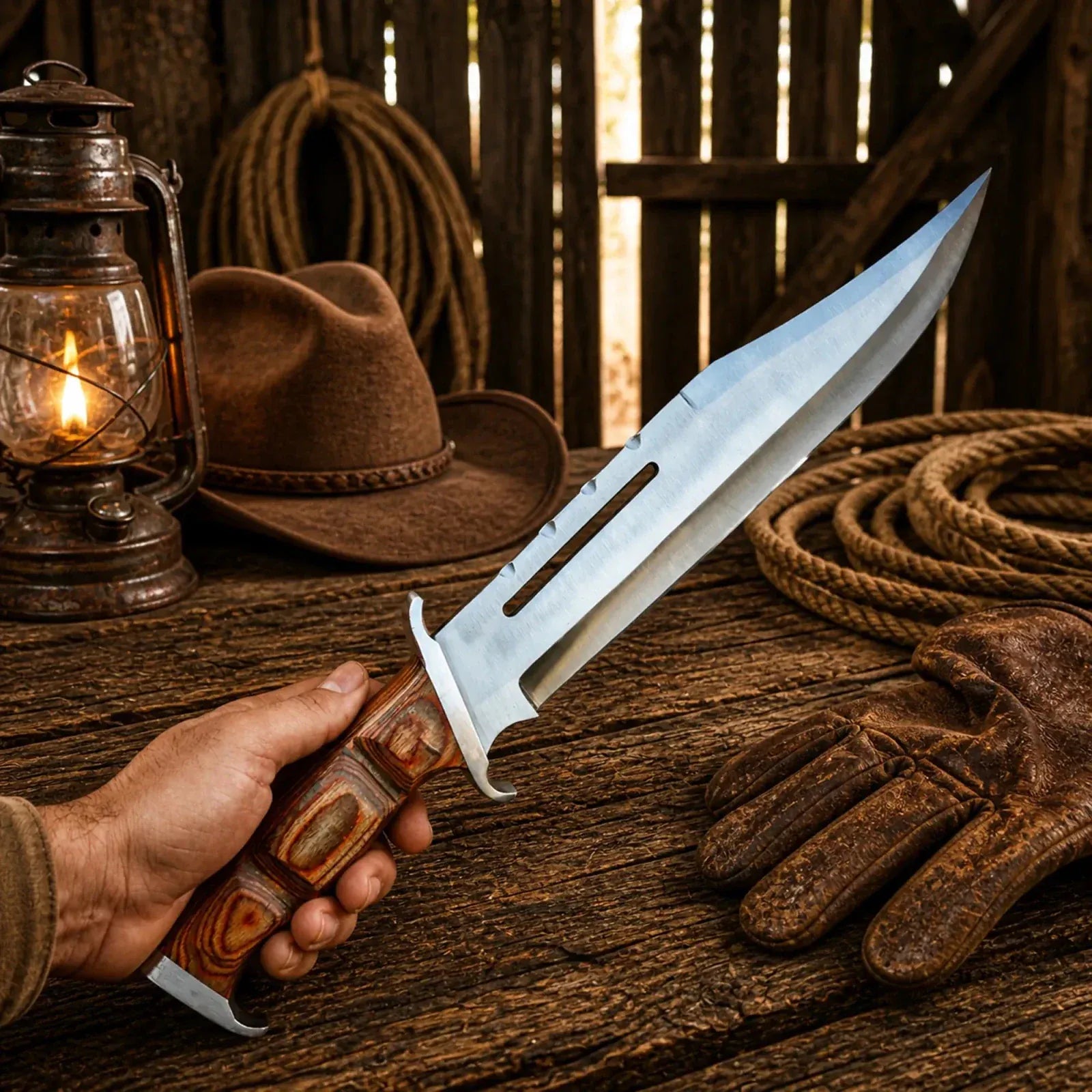 SHAM KNIVES Bowie knife Rambo 3 Bowie Knife 18” – Handmade Steel With Leather Sheath
