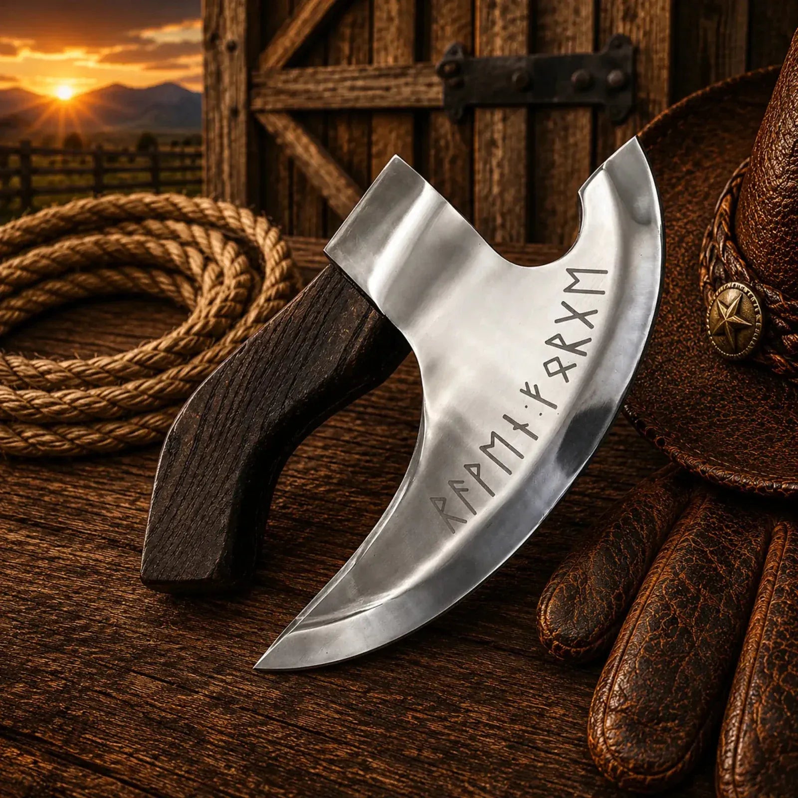 SHAM KNIVES Camping Axe Authentic Viking Pizza Axe – Forged Steel Black Handle