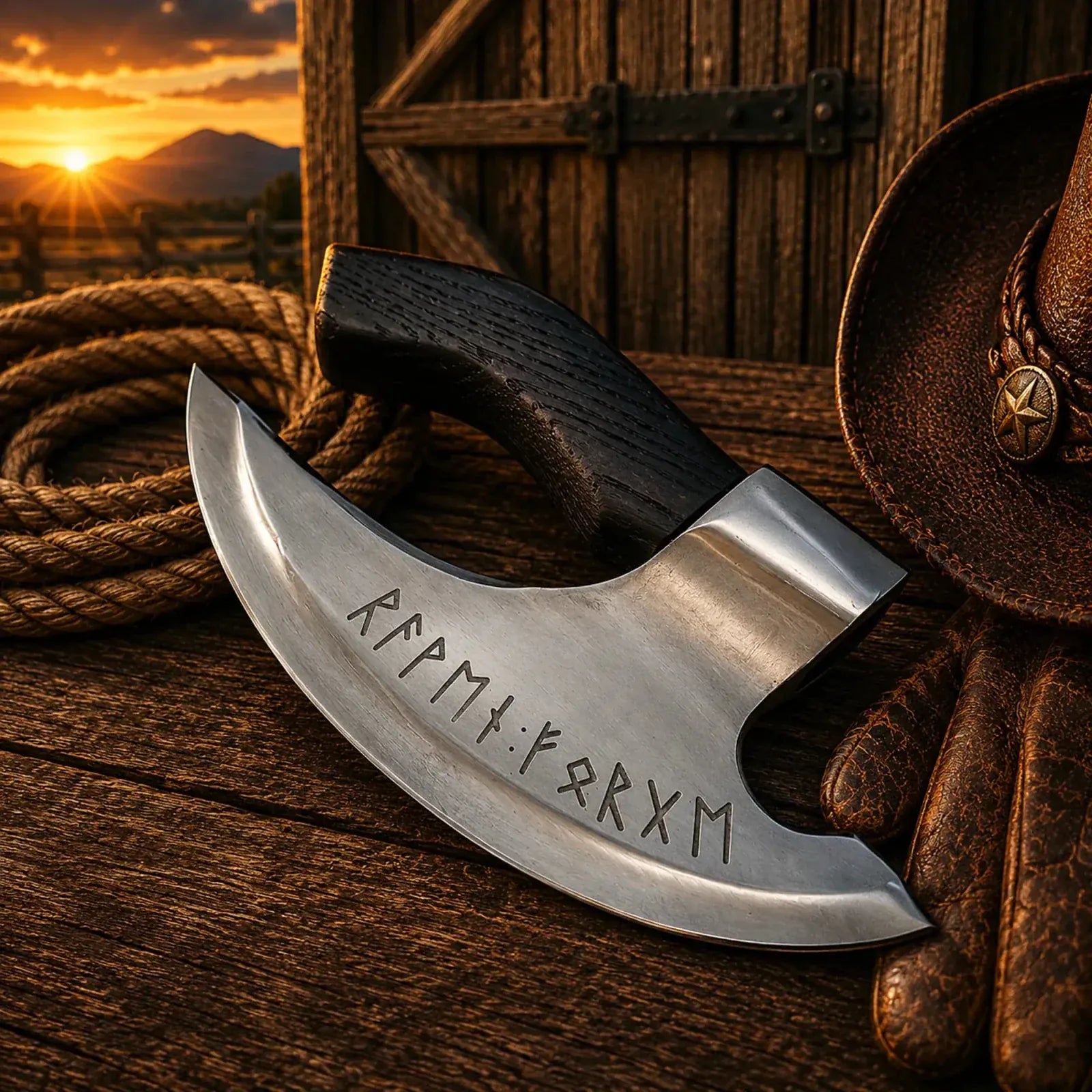 SHAM KNIVES Camping Axe Authentic Viking Pizza Axe – Forged Steel Black Handle