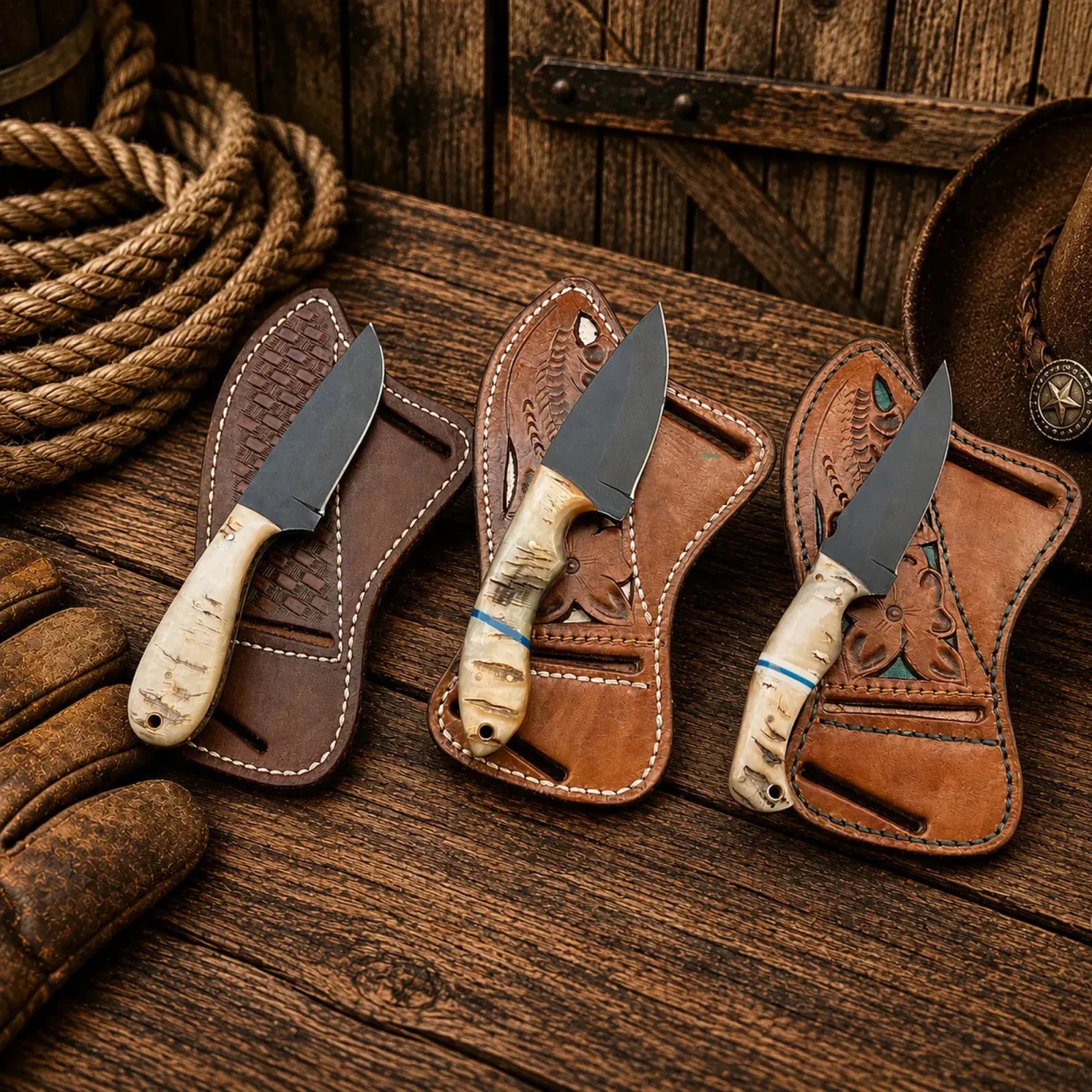 SHAM KNIVES Cowboy Knife Dutton Ranch Collection for Sale – D2 Powder Coated Cowboy Carry Knives