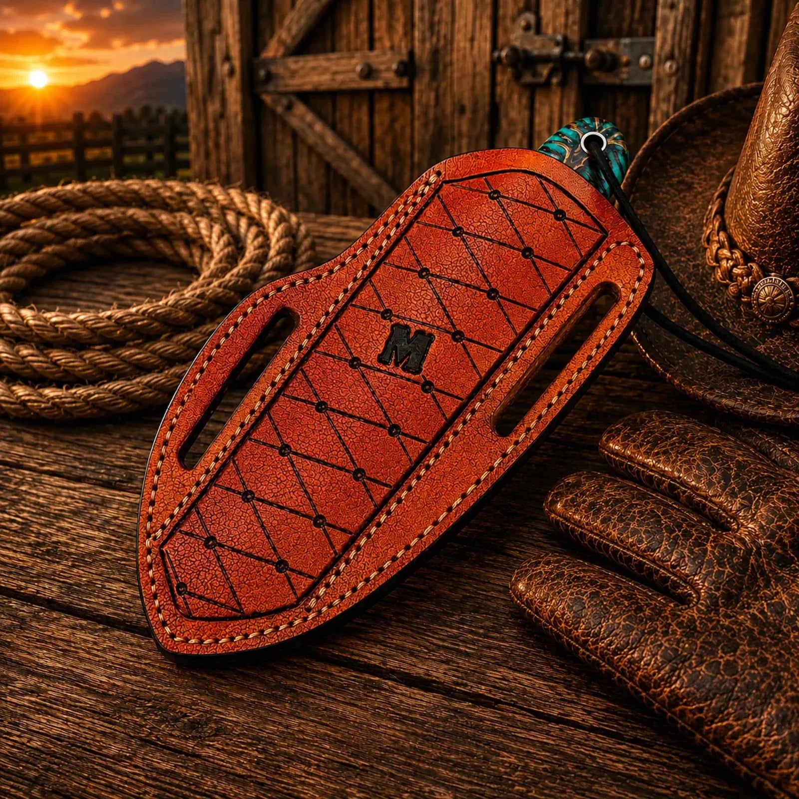 SHAM KNIVES Cowboy Knife Pinecone Cowboy Working Knife – Damascus Steel 3.5" Blade