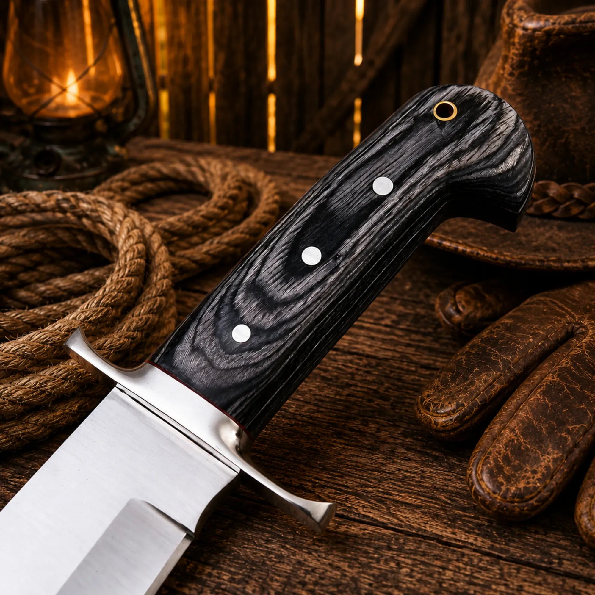 SHAM KNIVES Hunting Knifes Western Style Hunting Knife – Pakka Wood Handle with Sheath