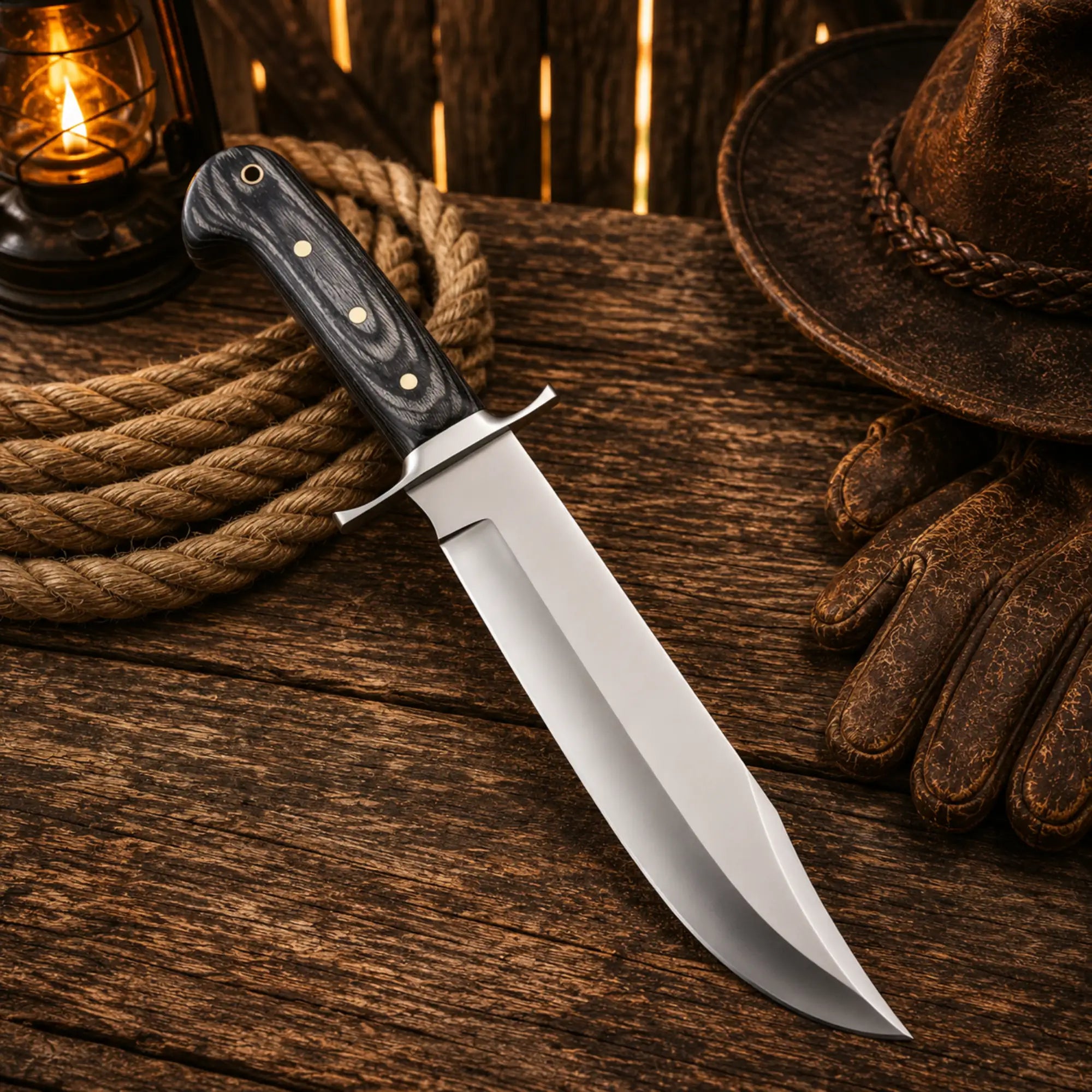 SHAM KNIVES Hunting Knifes Western Style Hunting Knife – Pakka Wood Handle with Sheath