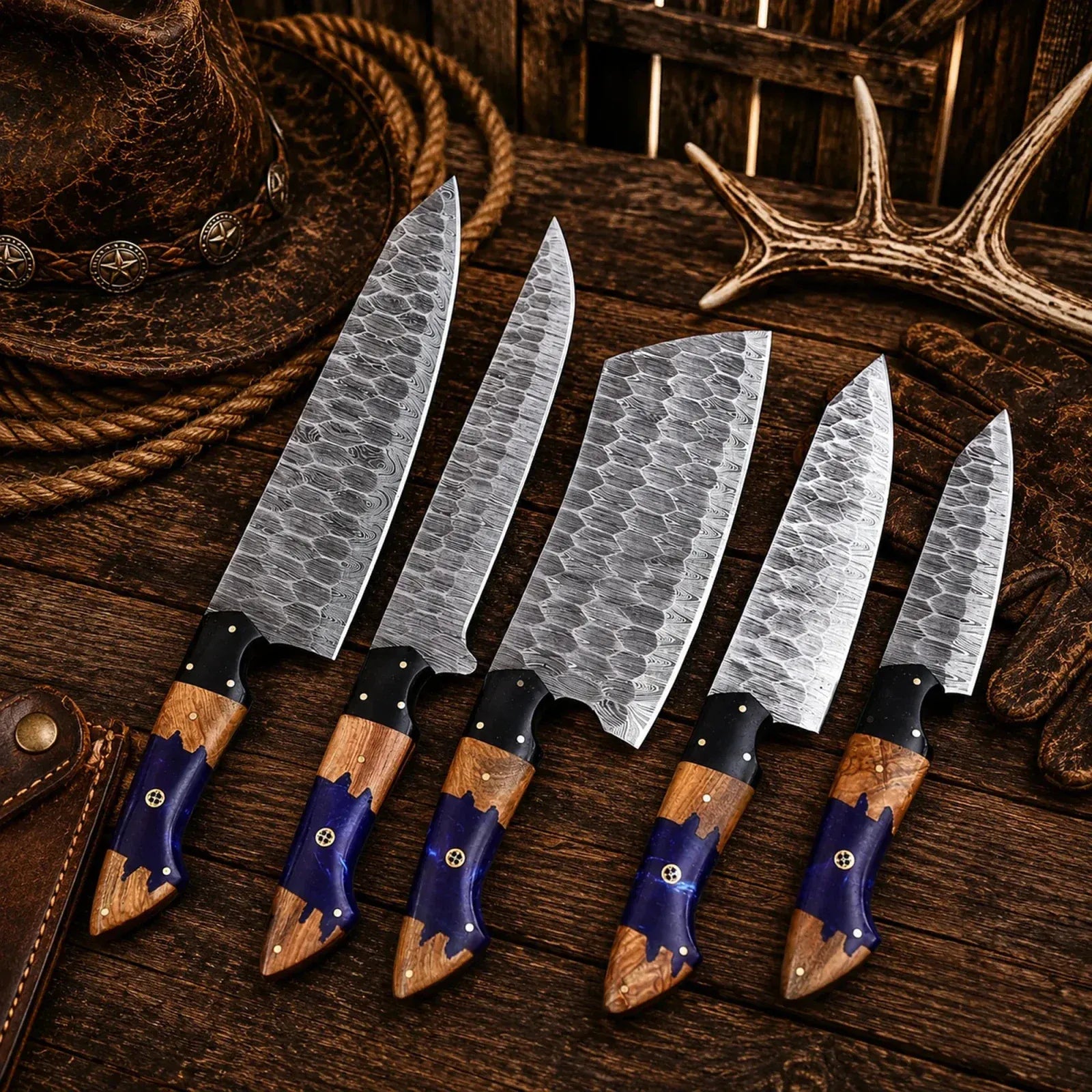 SHAM KNIVES kitchen knifes Artisan Damascus Chef Knife Set – Professional Kitchen Collection