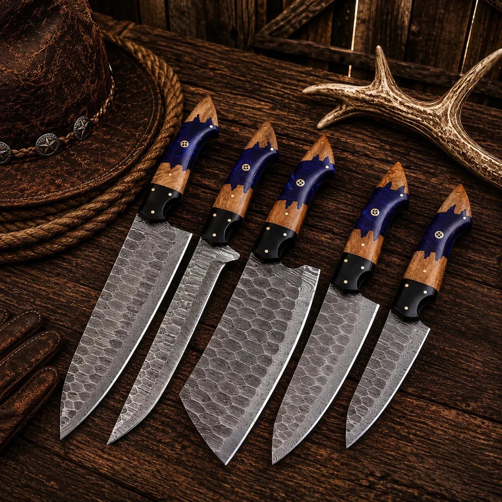 SHAM KNIVES kitchen knifes Artisan Damascus Chef Knife Set – Professional Kitchen Collection