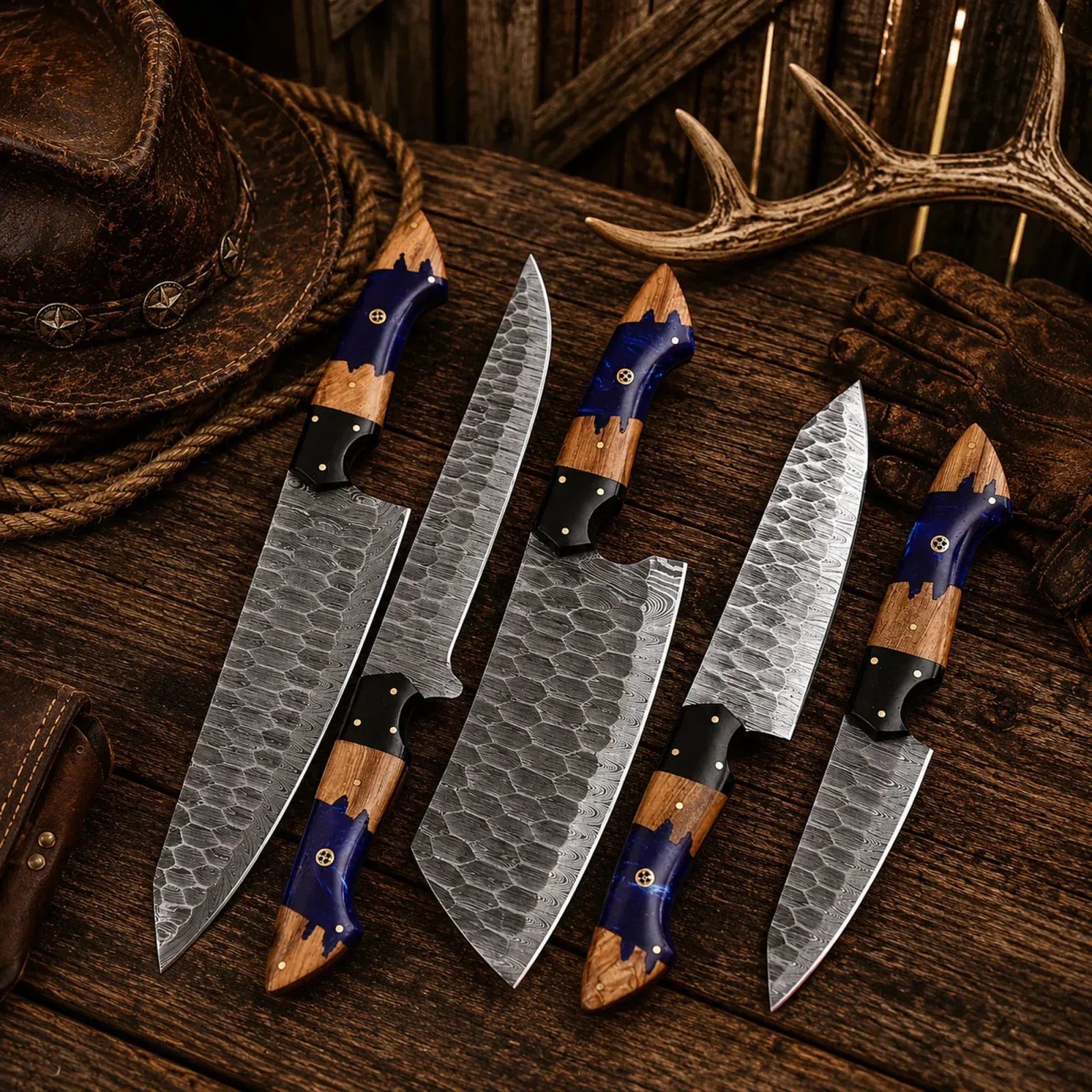SHAM KNIVES kitchen knifes Artisan Damascus Chef Knife Set – Professional Kitchen Collection