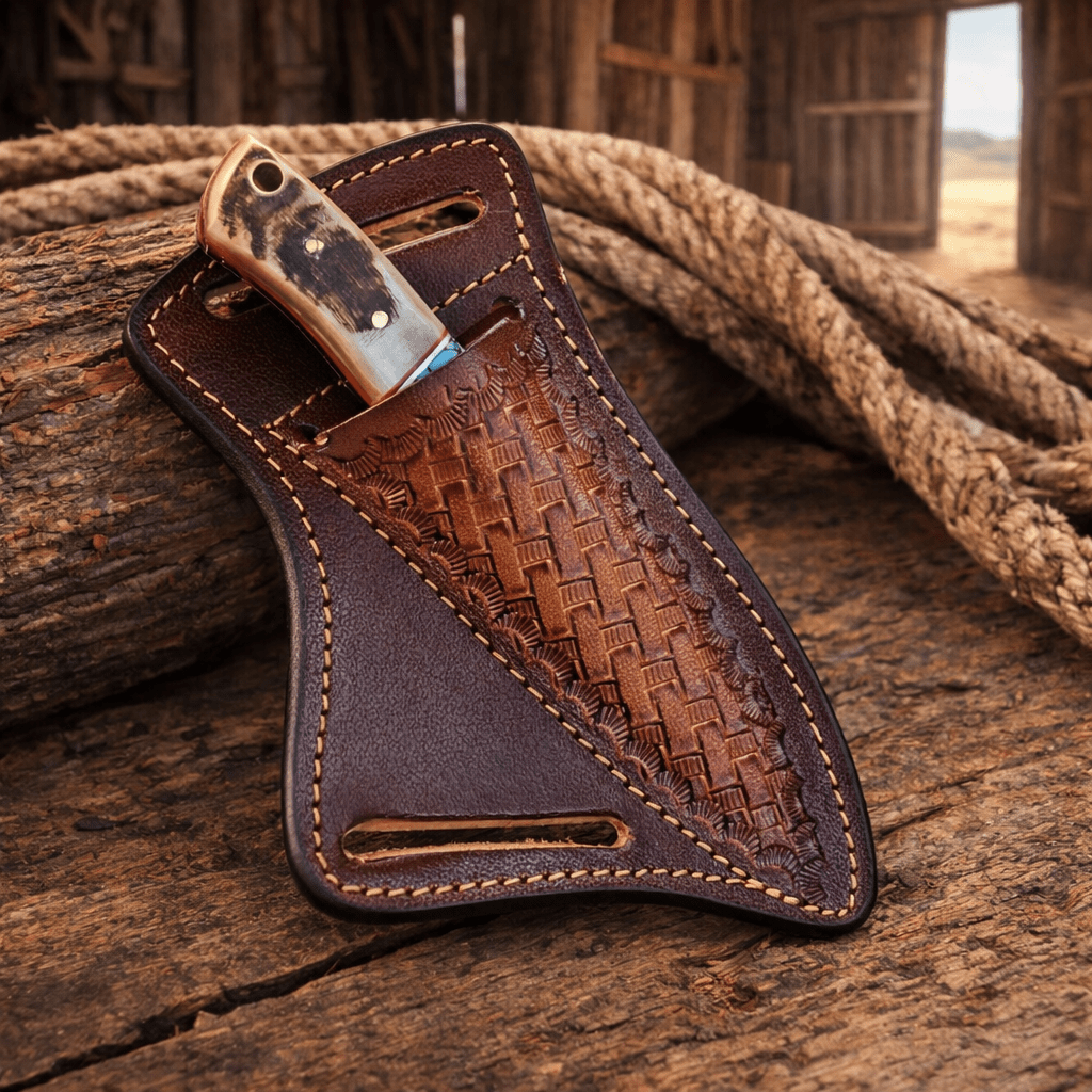 SHAM KNIVES Skinning Knife Handmade Rasp Steel Cowboy Skinning Knife – Ram Horn & Turquoise Handle with Leather Belt Sheath