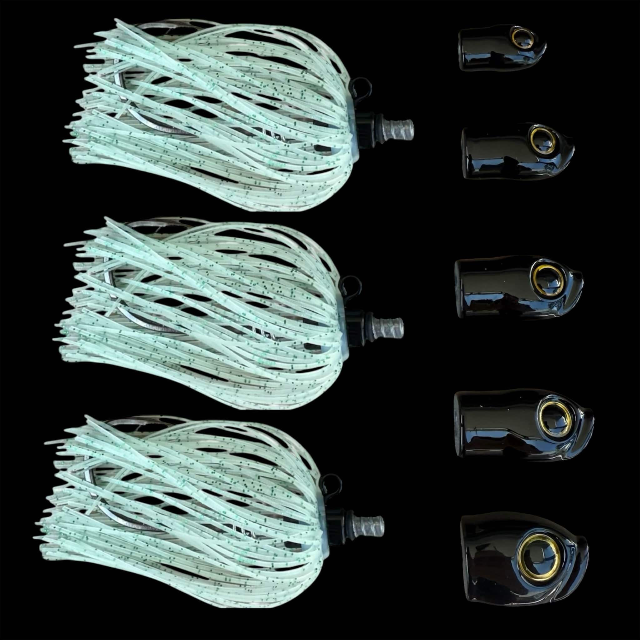 Stack Tackle Black (Glow Skirts) Skirted Screwy Head Jigs