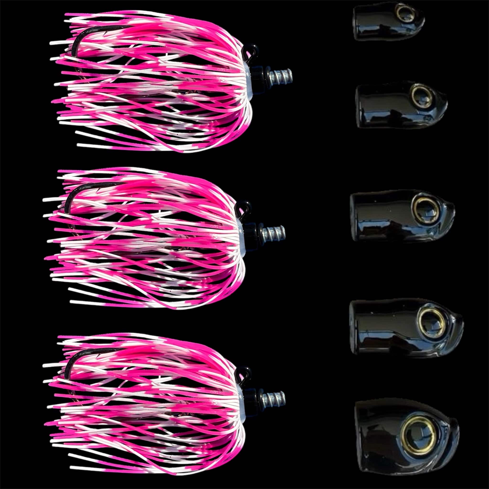 Stack Tackle Black (Pink Skirt) Skirted Screwy Head Jigs