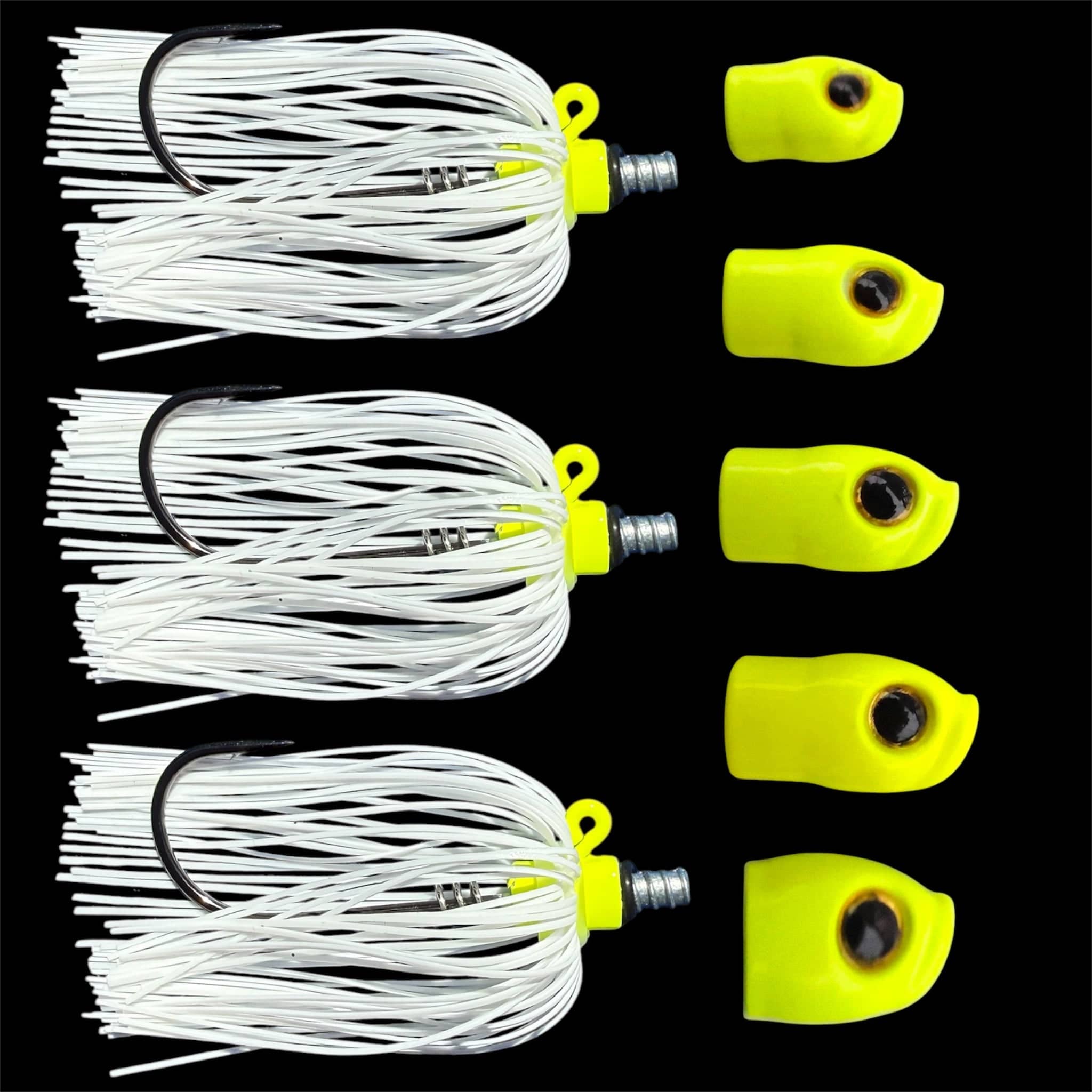 Stack Tackle Chartreuse (White Skirt) Skirted Screwy Head Jigs