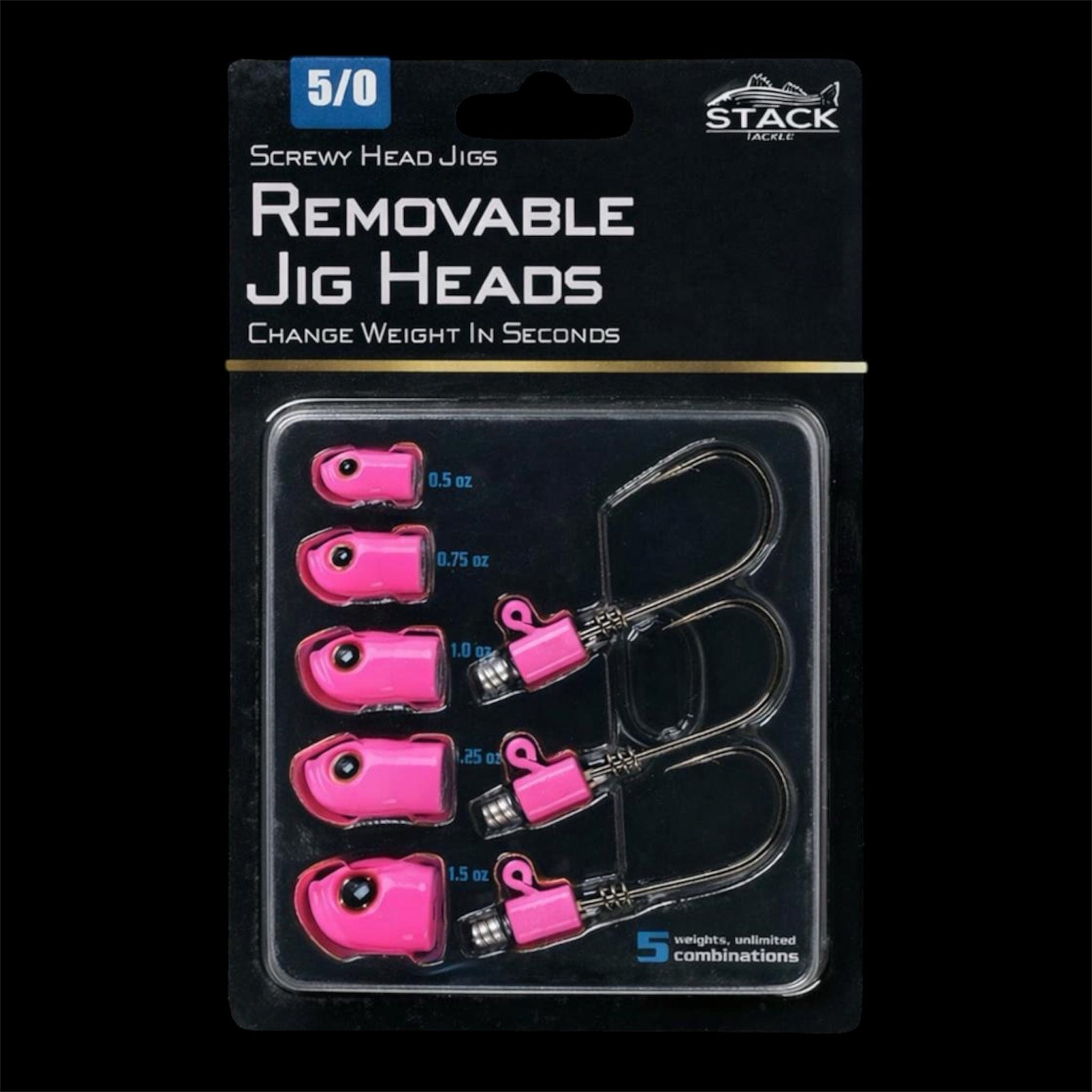 Stack Tackle Lures Pink / 5/0 HOOK SIZE Screwy Head Jigs