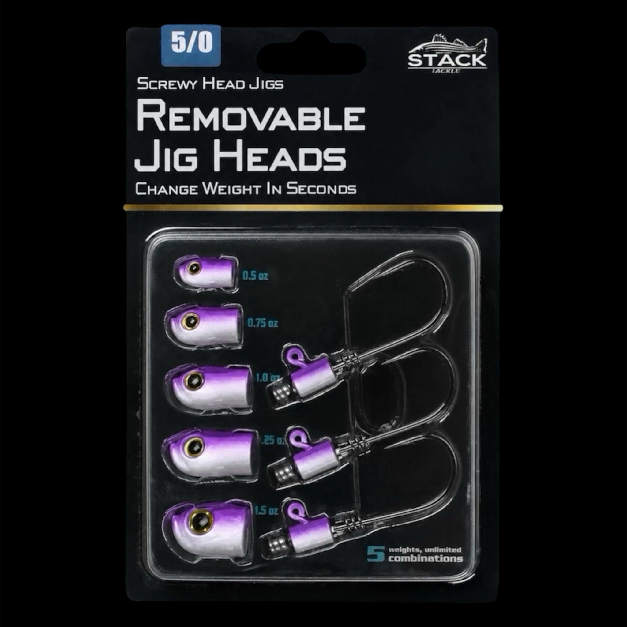Stack Tackle Lures Purple Pulse / 5/0 HOOK SIZE Screwy Head Jigs