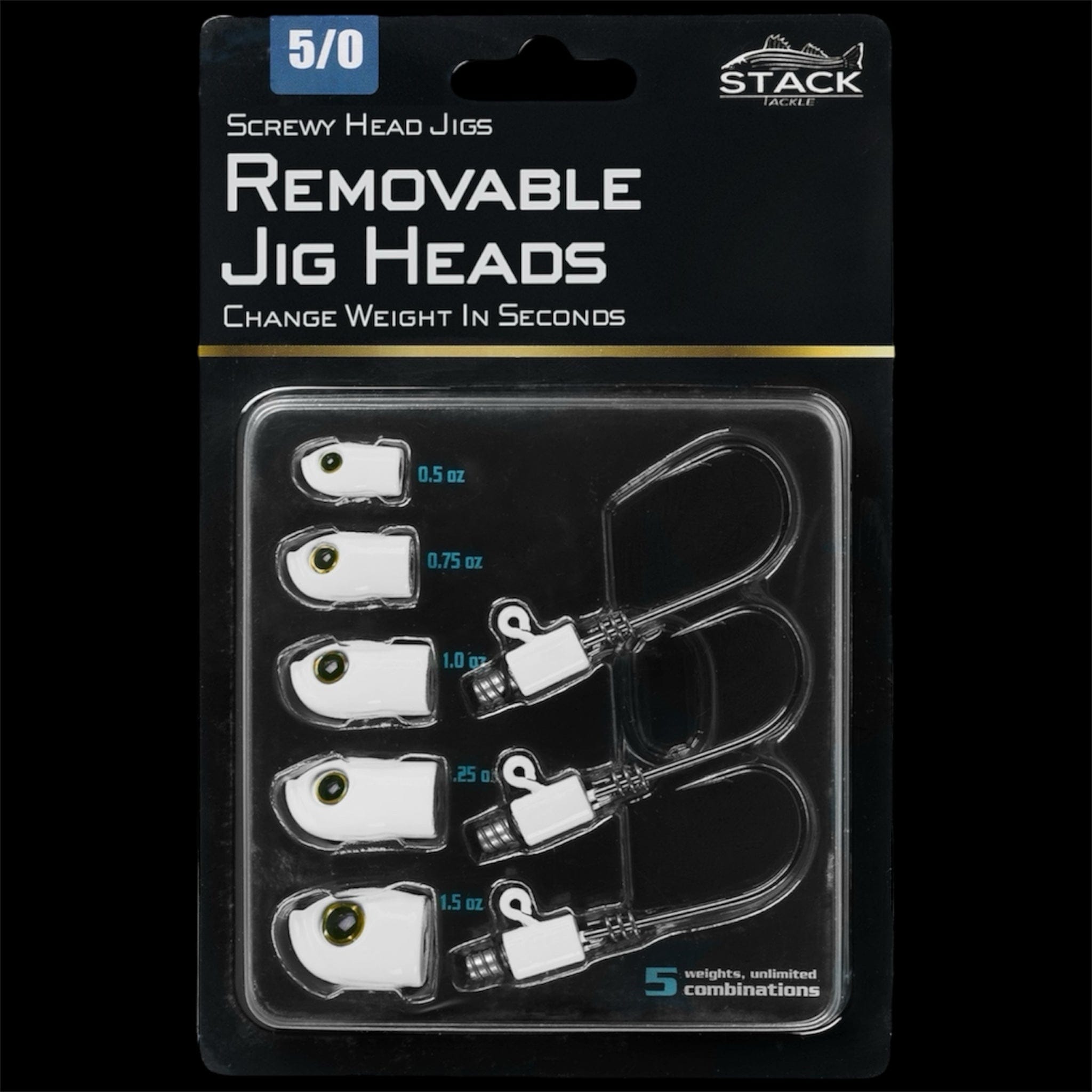 Stack Tackle Lures White / 5/0 HOOK SIZE Screwy Head Jigs