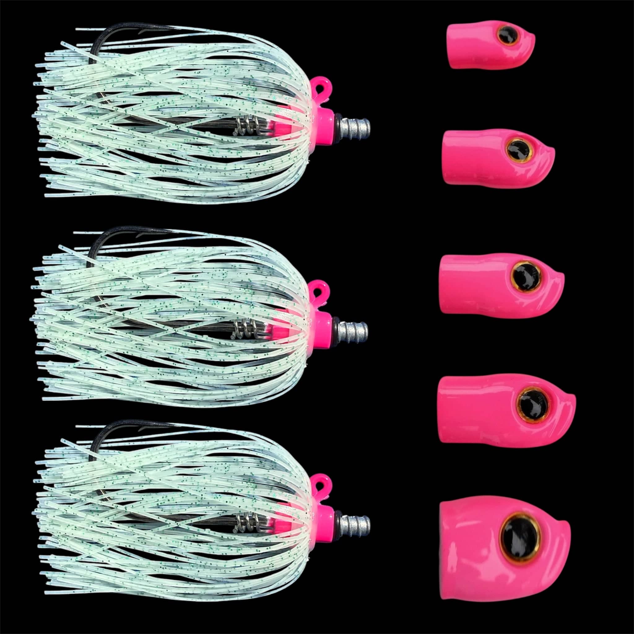 Stack Tackle Pink (Glow Skirt) Skirted Screwy Head Jigs