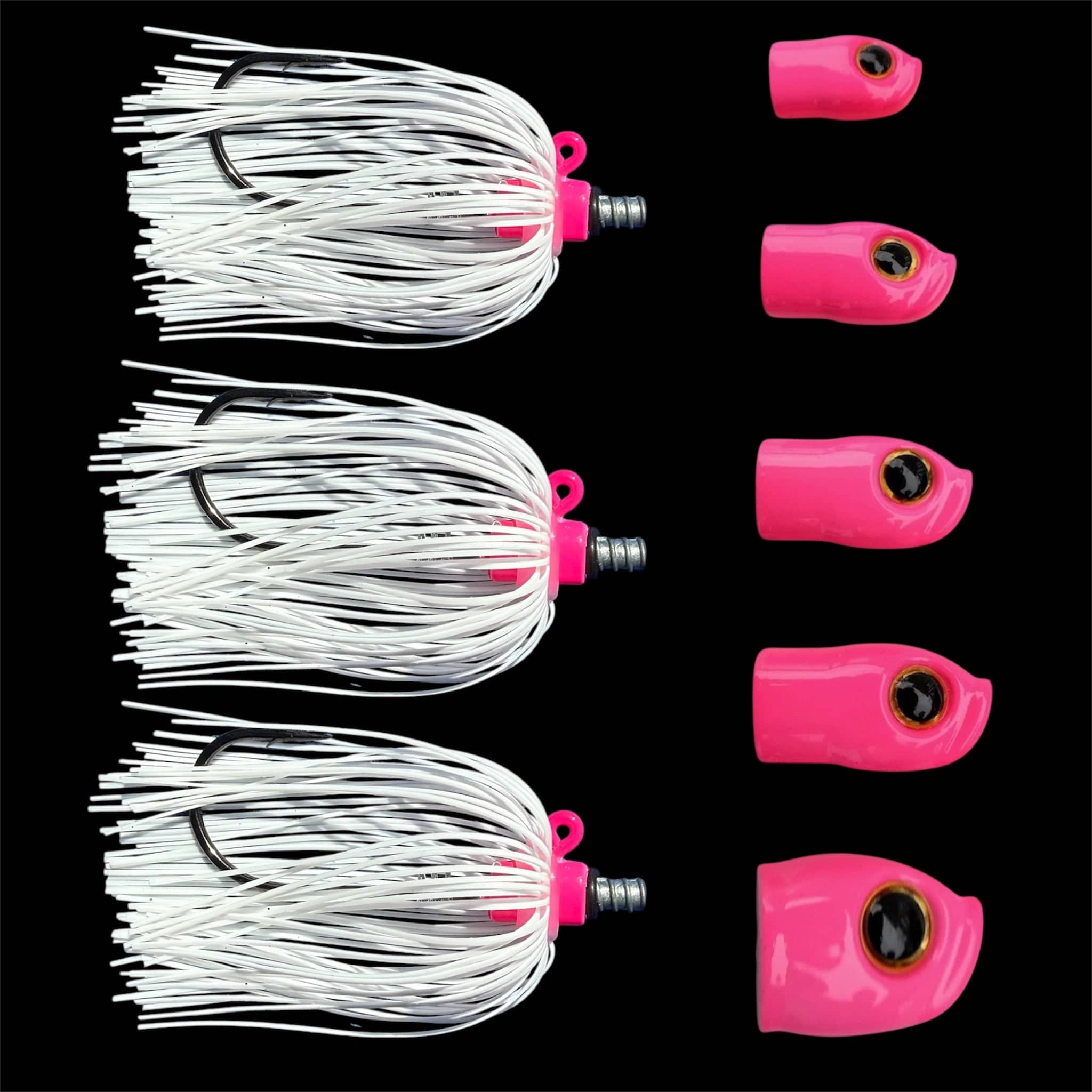 Stack Tackle Pink (White Skirt) Skirted Screwy Head Jigs
