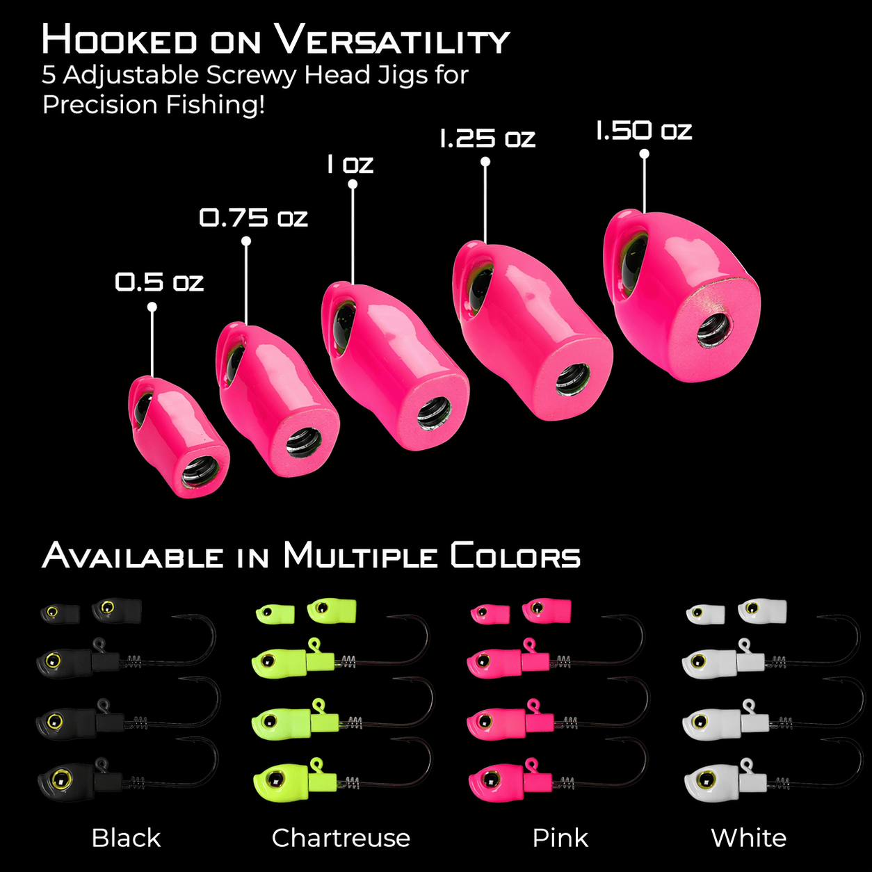 Stack Tackle Replacement Heads- 5/0 Screwy Head Jigs