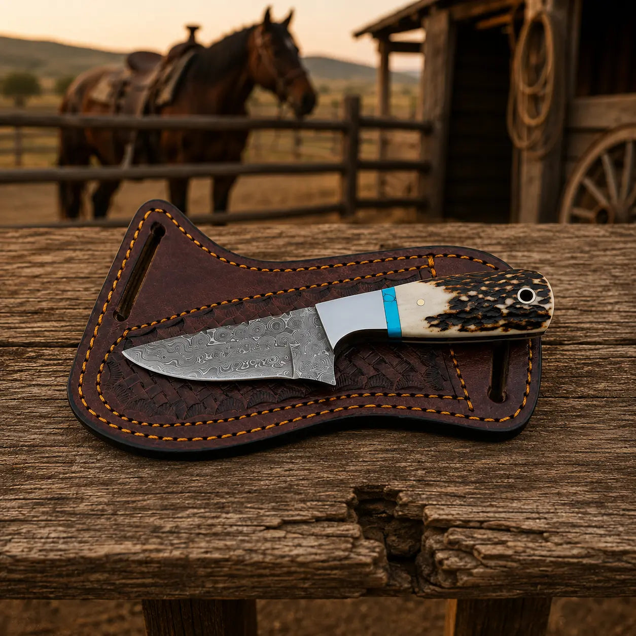 Damascus Stag Horn Cowboy Skinner Knife – Staghaven