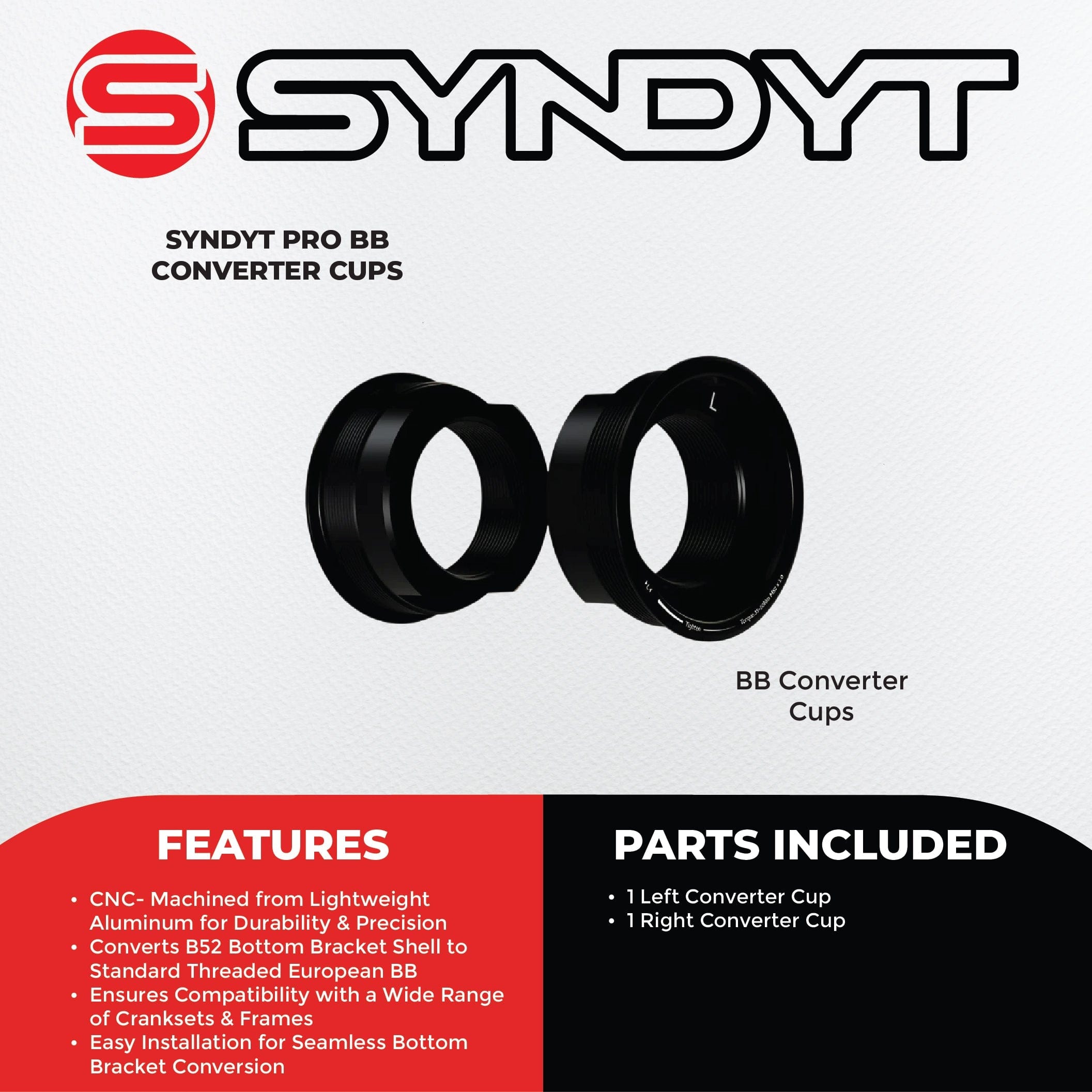 SYNDYT, LLC Bike Frame Parts Syndyt BMX Bike PRO BB Converter Cups