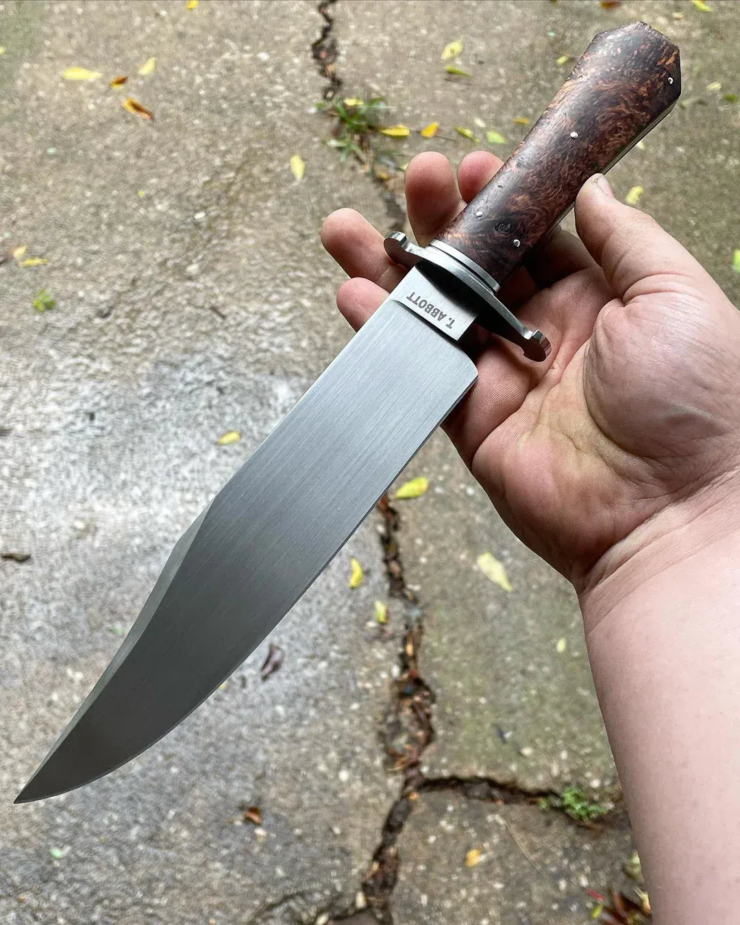 Texan Knives Bowie Knives Custom Handmade 13" J2 Steel Bowie Knife with Steel Guard and Rosewood Handle & Leather Sheath