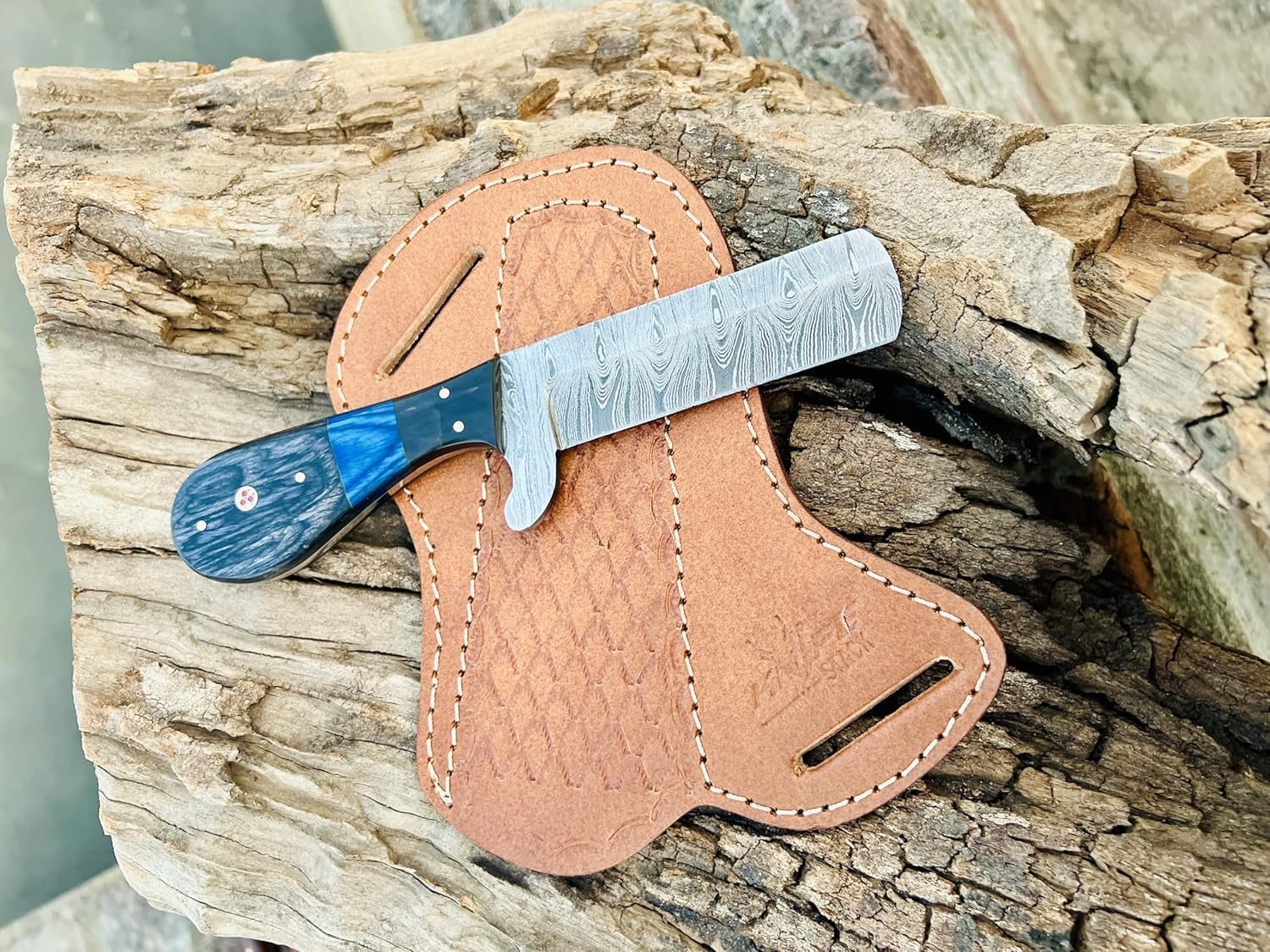 Texan Knives Bull Cutter Custom Handmade Bull Cutter Knife – Damascus Steel Holiday Edition