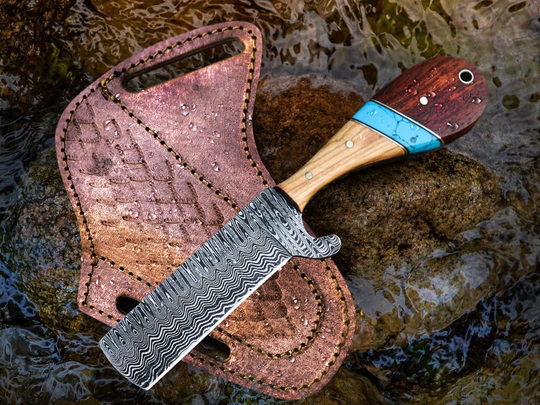 Texan Knives Bull Cutter Custom Handmade Bull Cutters with Damascus Steel Blade – Ranch & Leatherwork Essential
