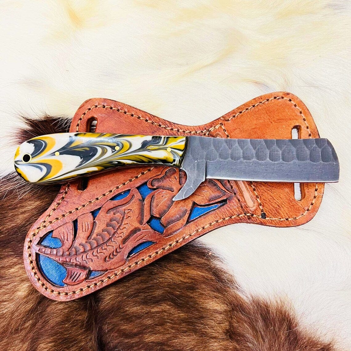 Texan Knives cowboy belt knives Bull Knife – 8-Inch Custom Handmade J2 Steel Blade with Resin Handle