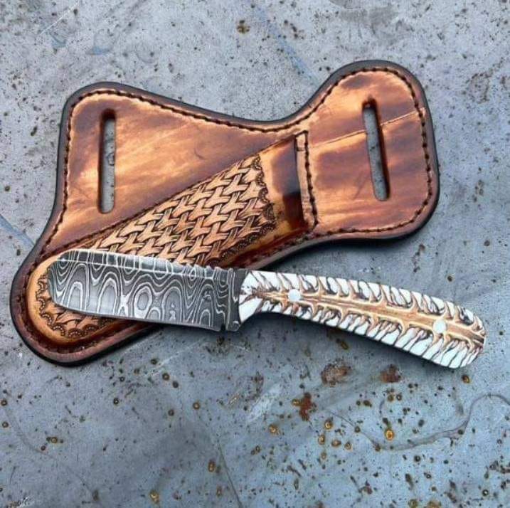 Texan Knives cowboy belt knives Cowboy Bull Cutter Knives – Custom Handmade Damascus Steel Blade