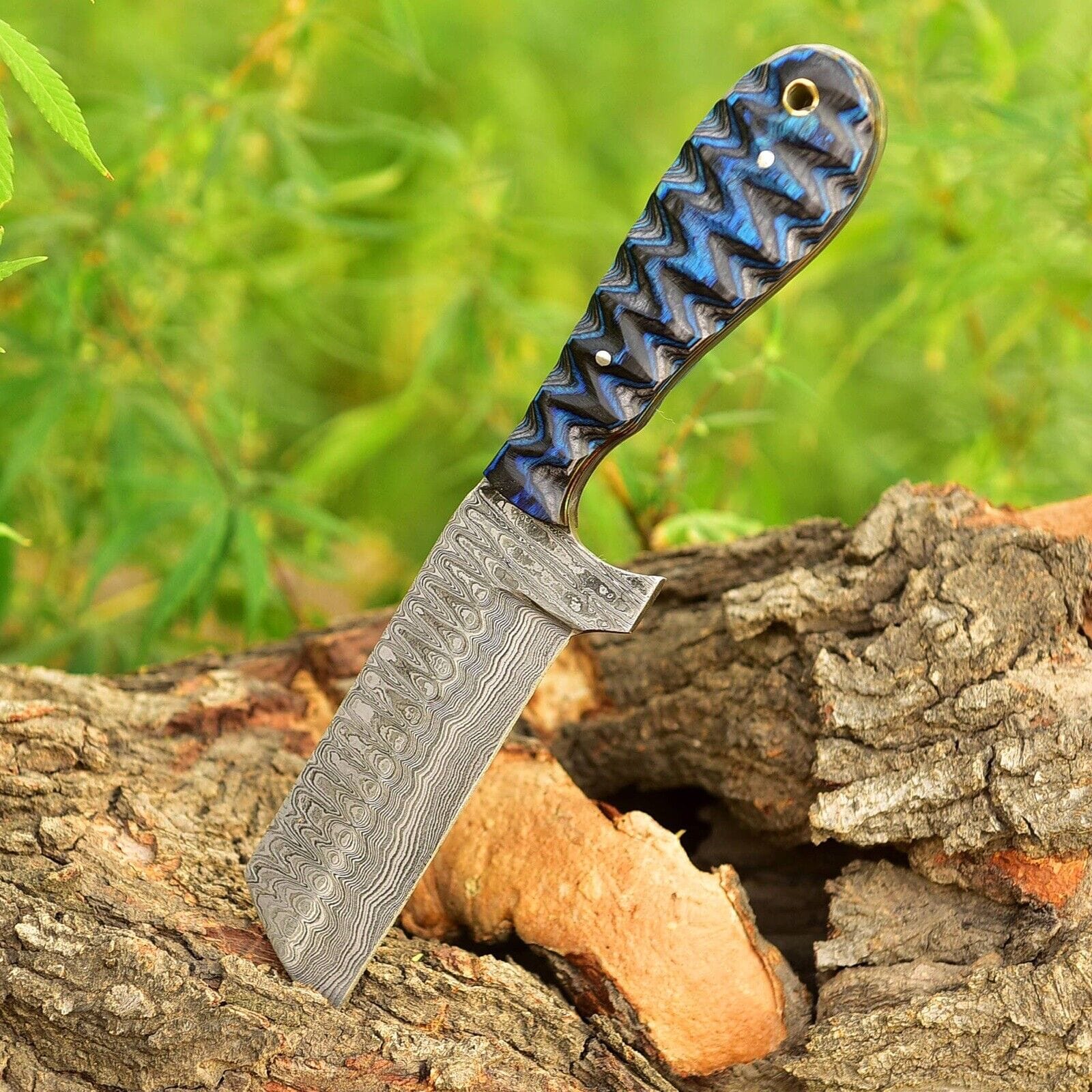 Texan Knives Cowboy Knife Cowboy Bull Cutter Knives | 4" Damascus Steel Blade | Handmade
