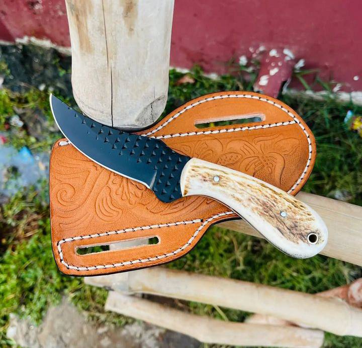 Texan Knives Cowboy Knife Cowboy Bull Cutter Knives | Handmade J2 Steel Blade with Stag Horn Handle