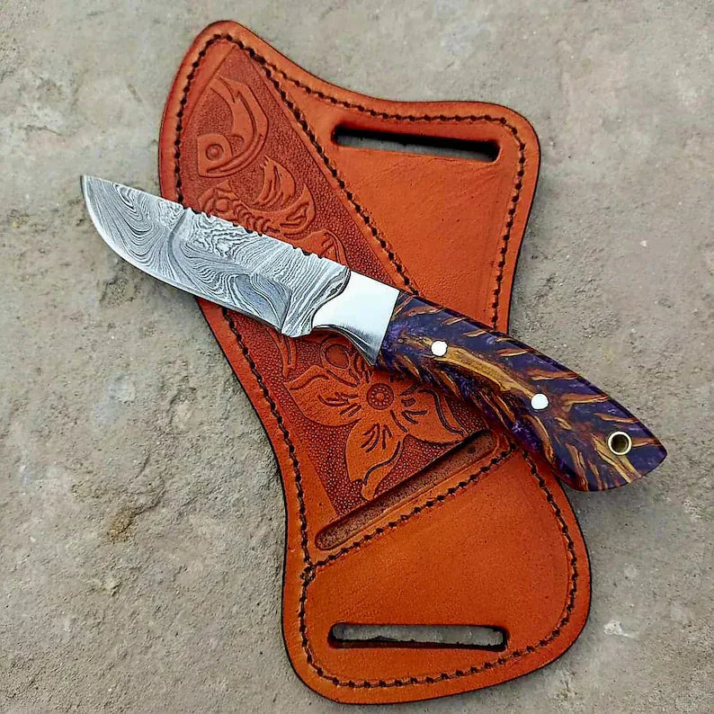 Texan Knives Cowboy Knife Custom Handmade Fixed Blade Cowboy Knife – Damascus Steel Pine Cone Handle