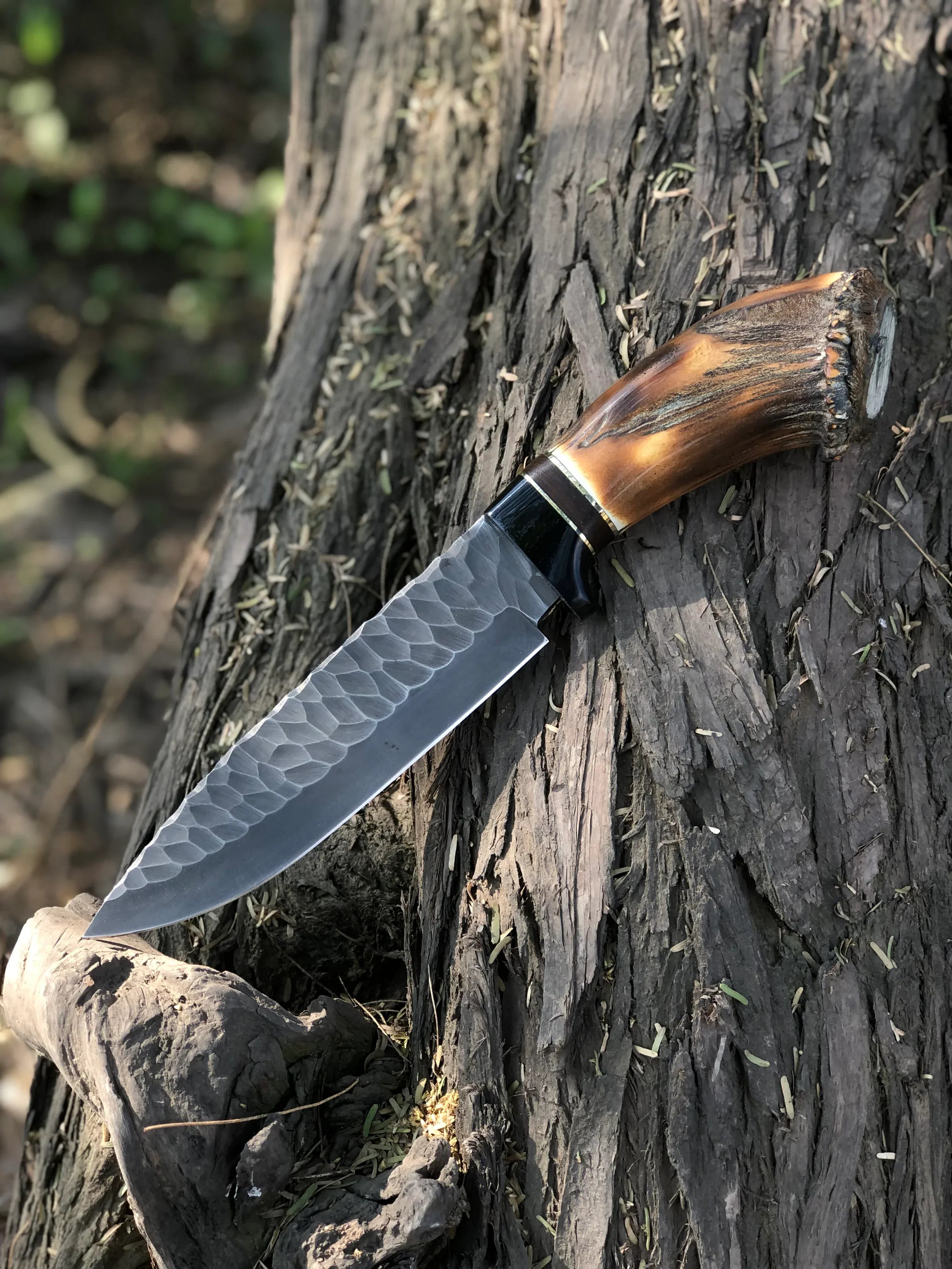 Texan Knives Custom Handmade Stone Texture Hand Forged 1095 High Carbon Steel Vintage Viking Knife