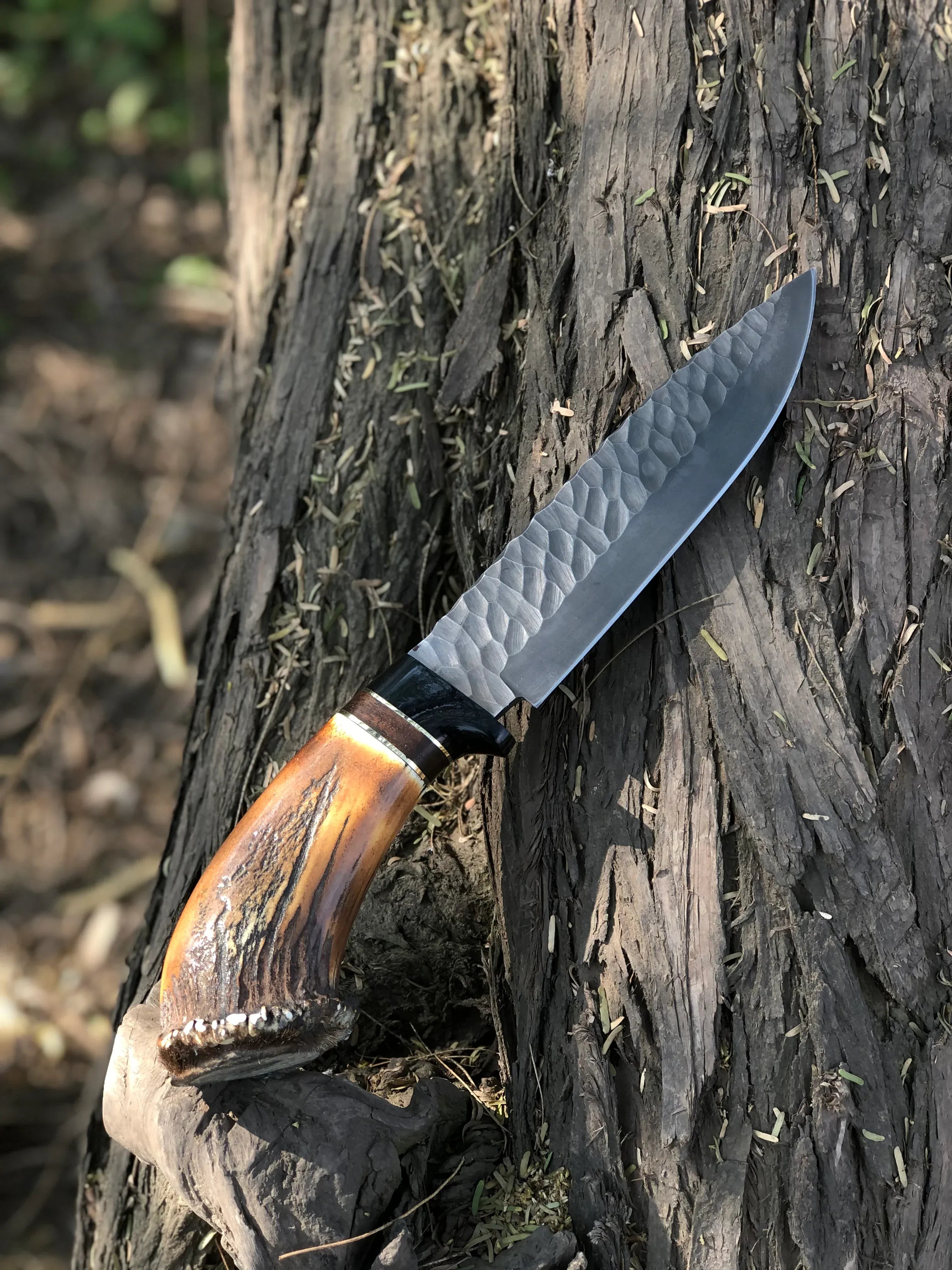 Texan Knives Custom Handmade Stone Texture Hand Forged 1095 High Carbon Steel Vintage Viking Knife