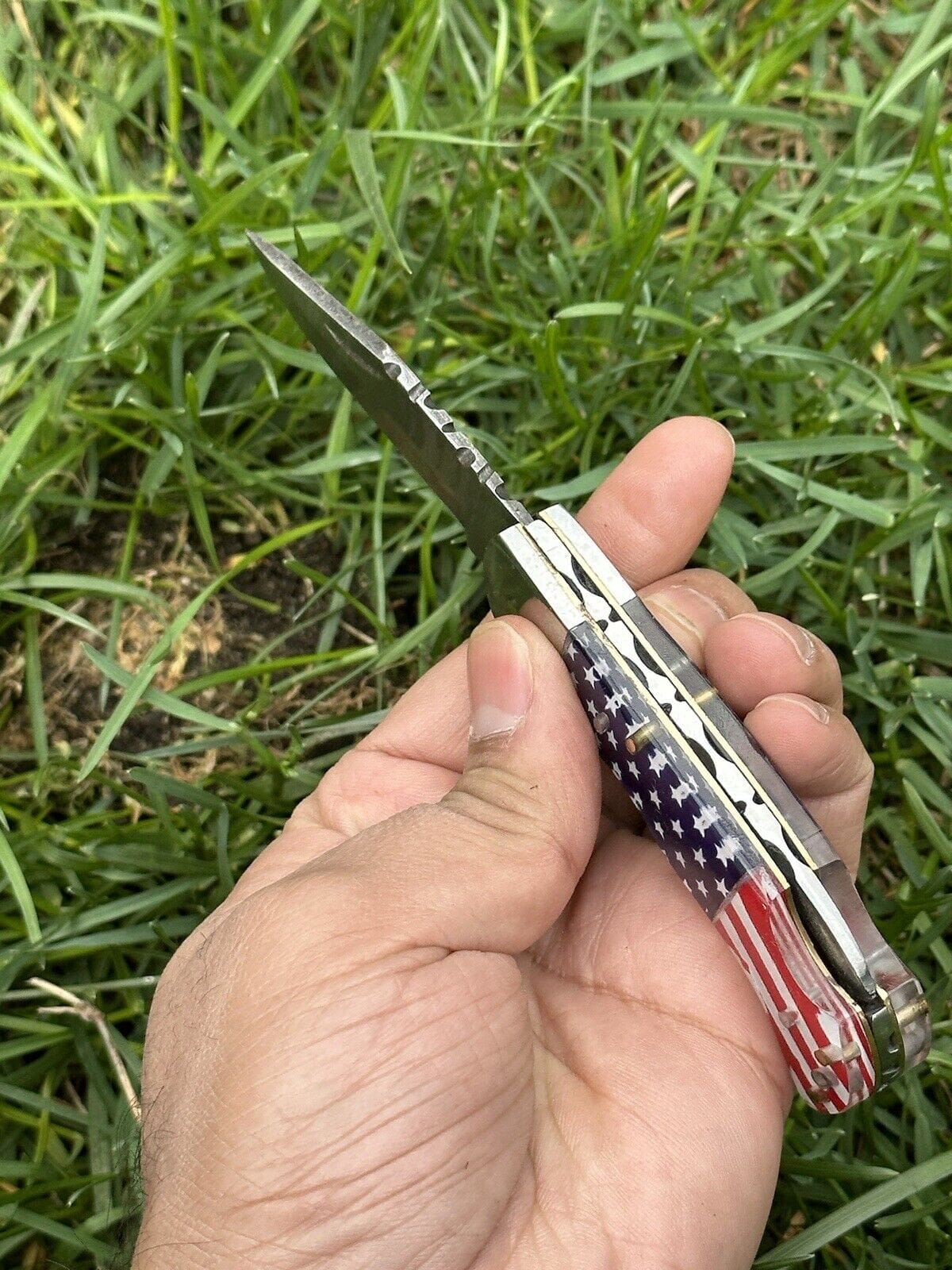 Texan Knives folding knives Lone Star 3-Inch Damascus Pocket Knife – Custom Handmade with Bone Handle